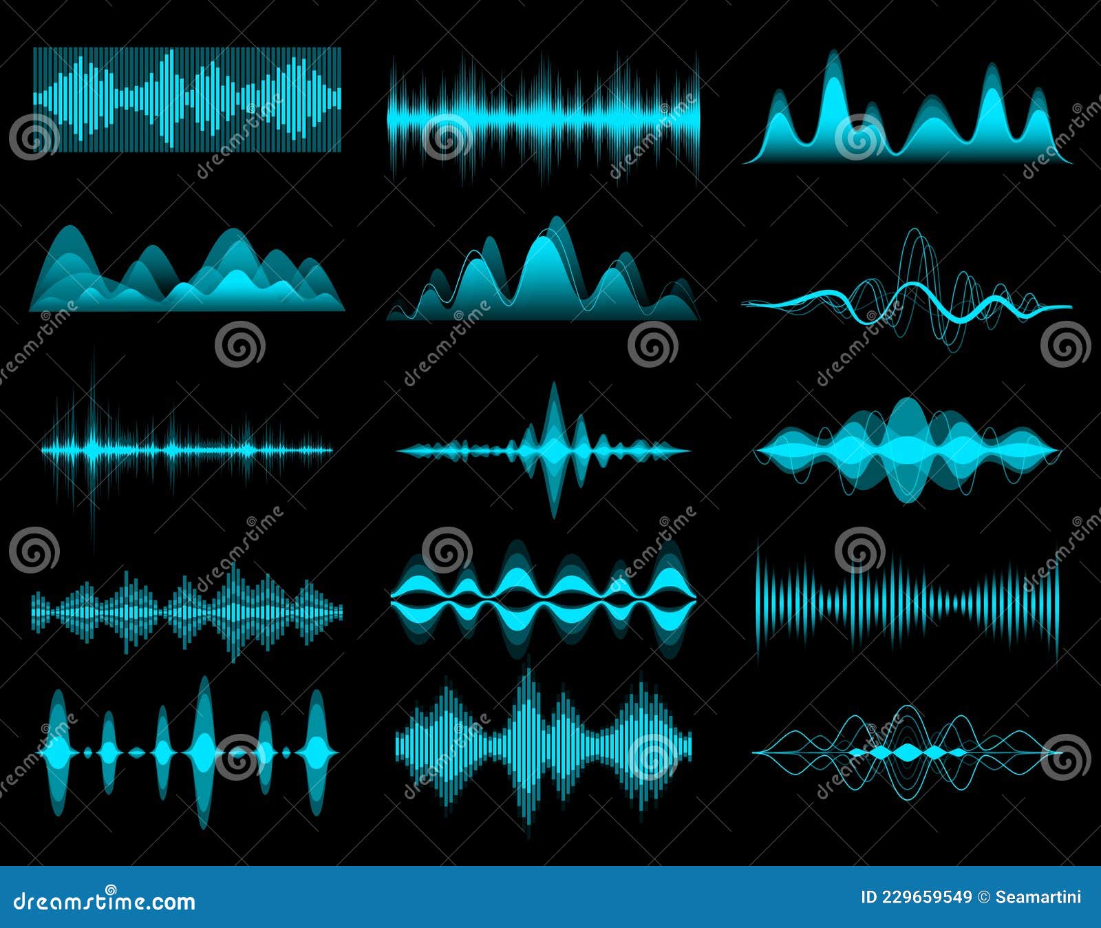 Audio frequency. Neon music sound waves for radio equalizer. Voice