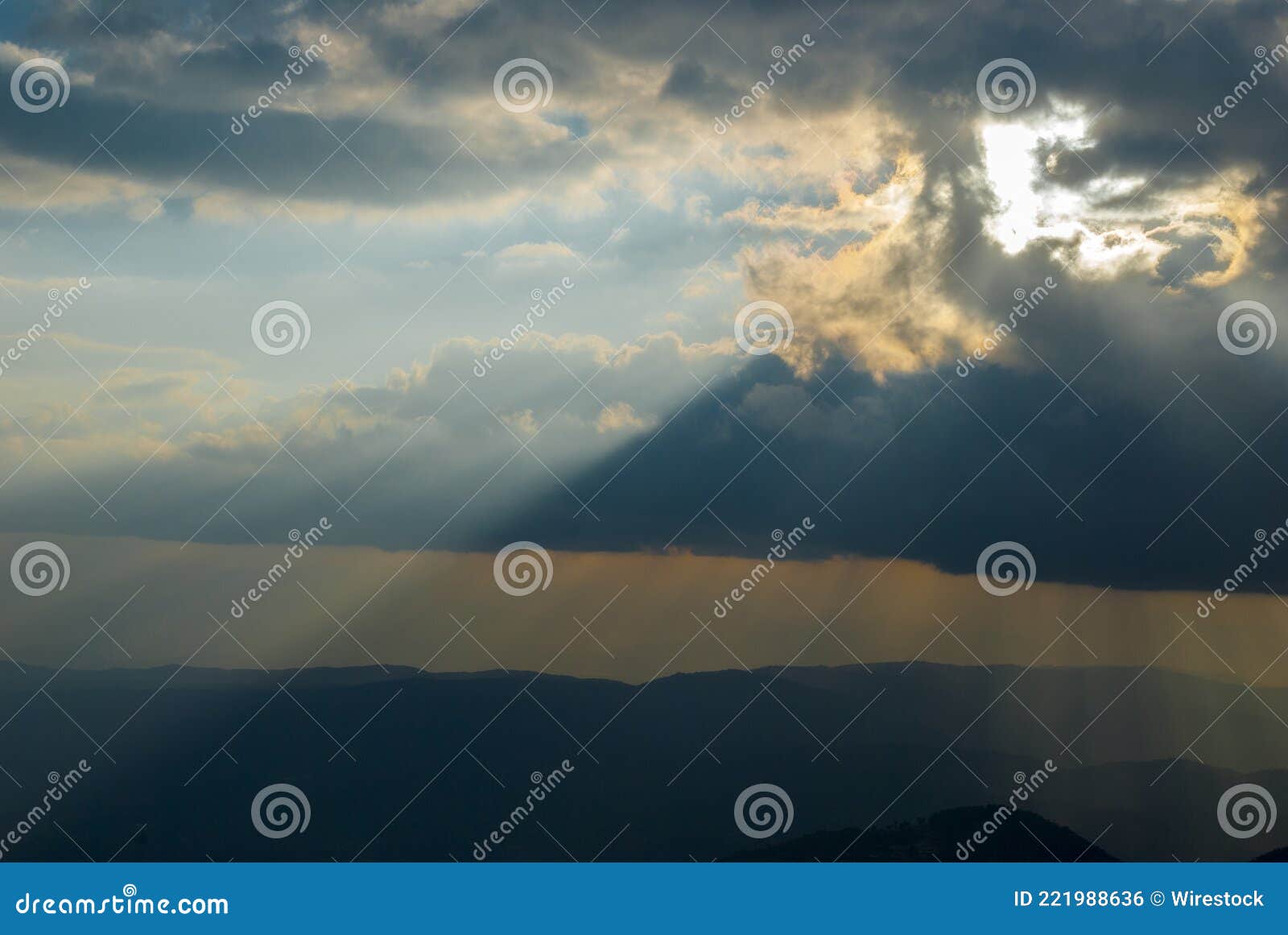 huehuetenango sunrise landscape of foggy and cloudy mountain valley cuchumatanes.