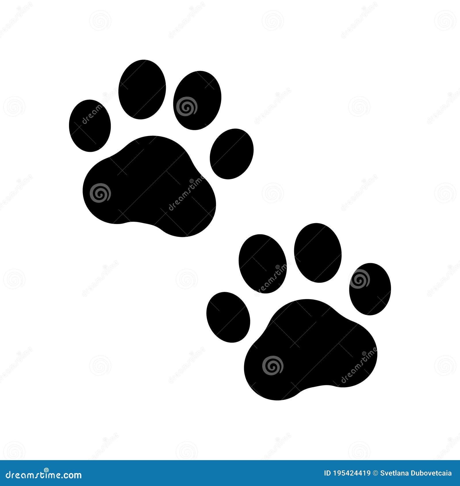 Huellas De Página. Icono De Vector De Perro O Gato. Mascota De