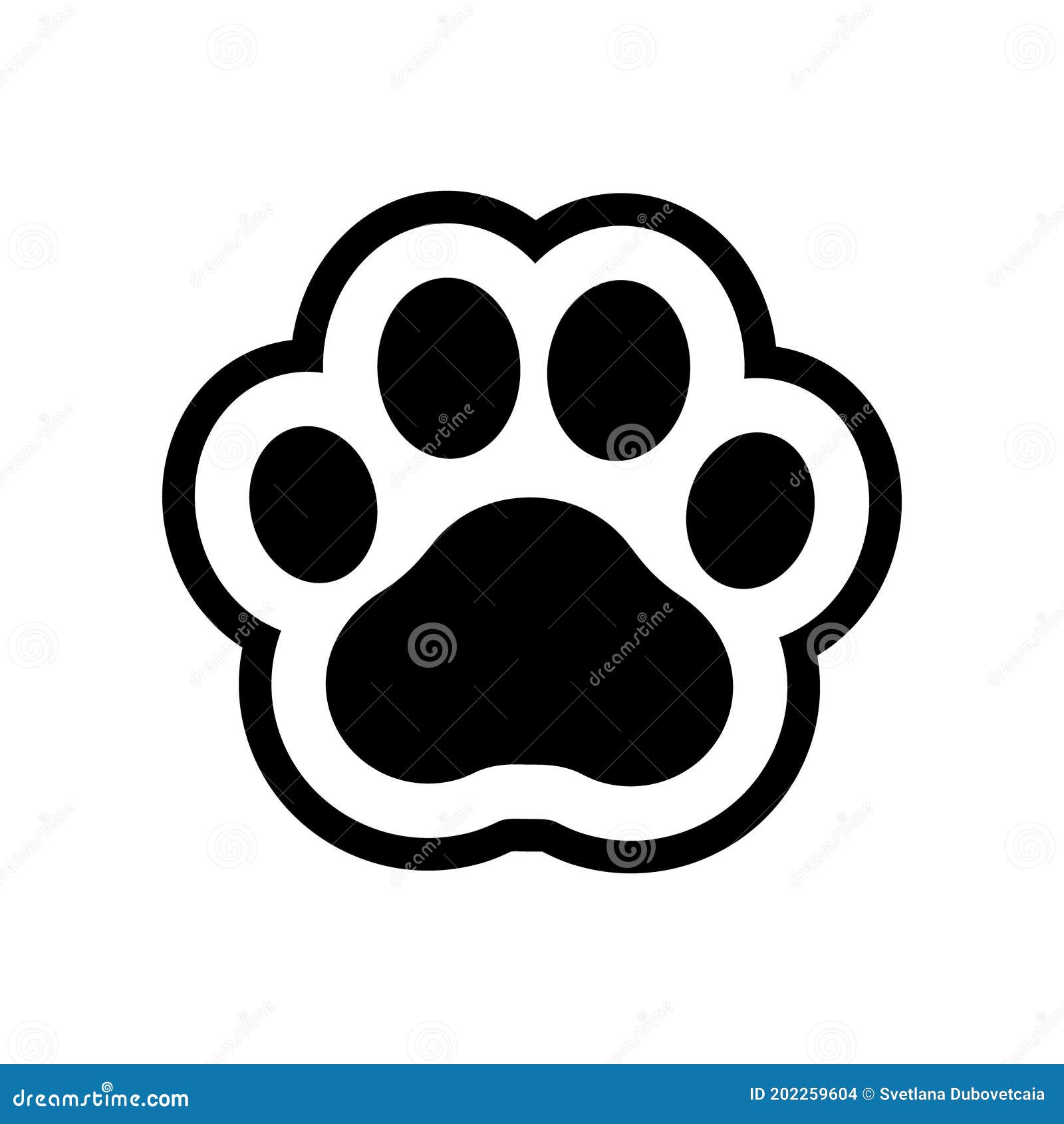 Huellas De Página. Perro Icono Y Gato. Mascota De Espacio. Cachorro De Pie  Aislado En Fondo Blanco. Paro De Forma De Silueta Negra Ilustración del  Vector - Ilustración de garabato, canino: 202259604