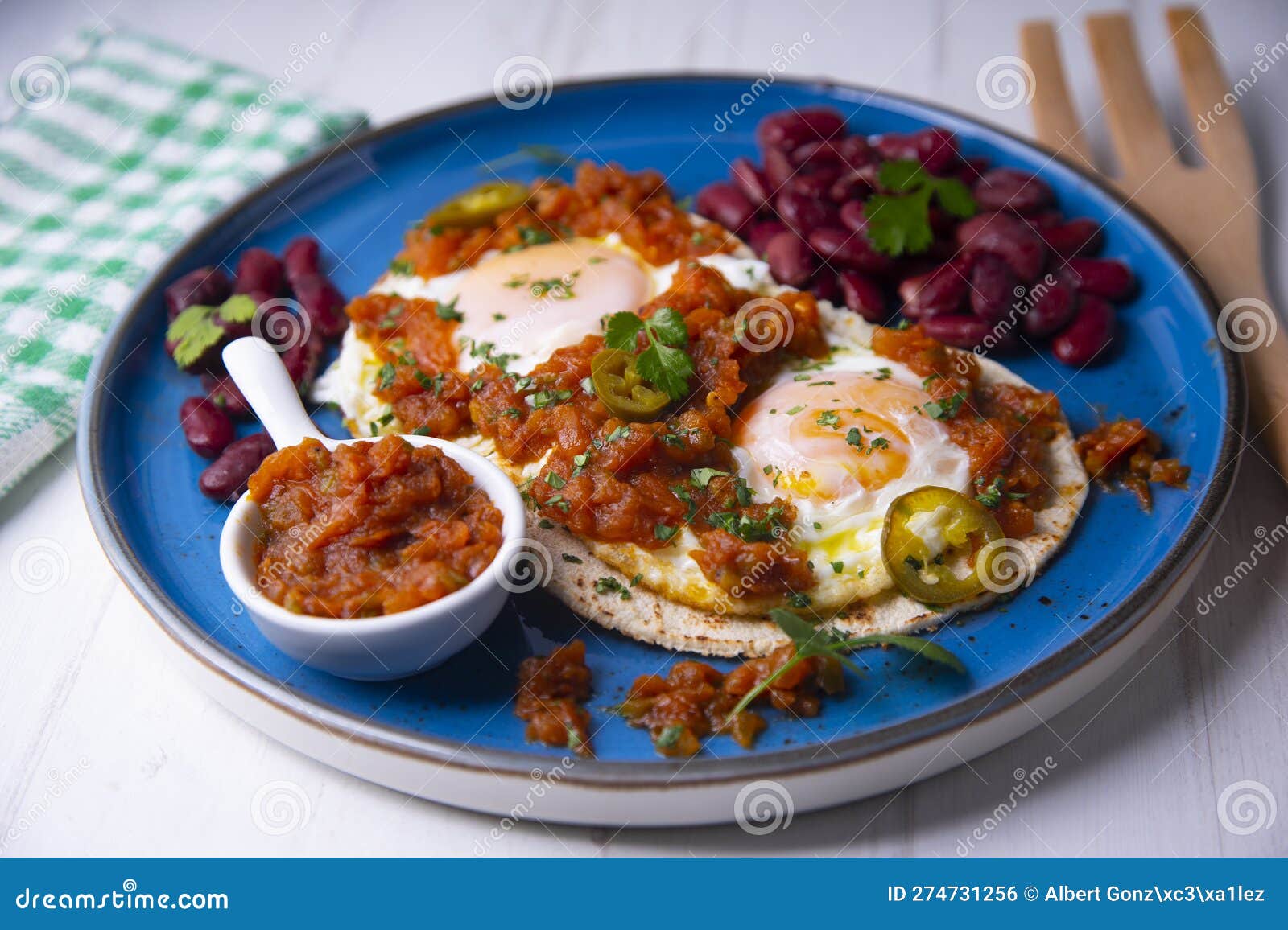 Huevos Rancheros are a Traditional Mexican Breakfast Stock Photo