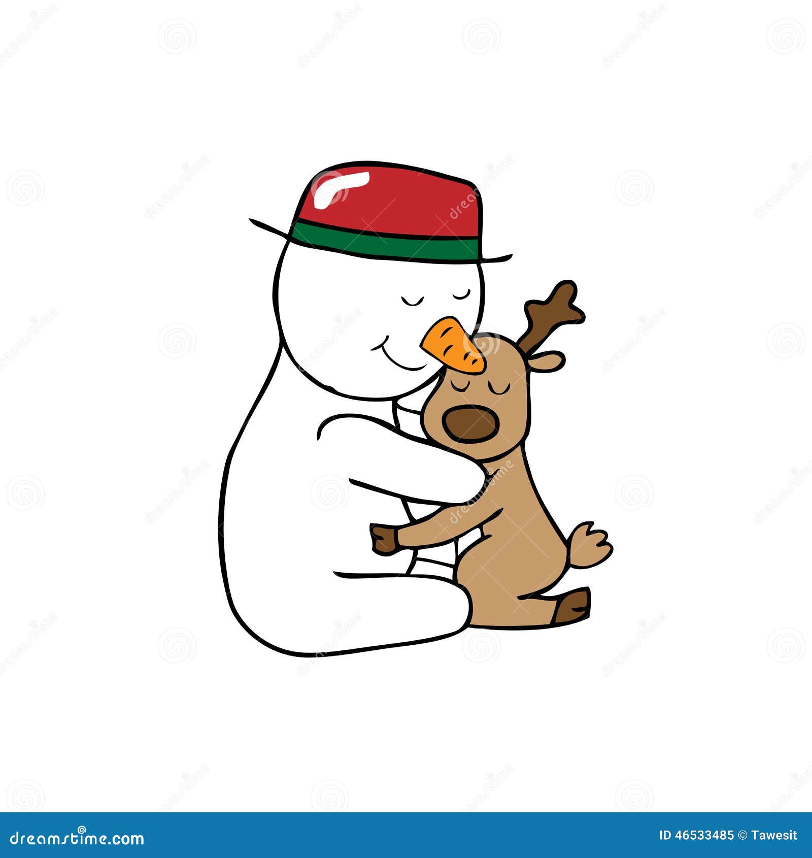 Hug Christmas Snowman And Reindeer Stock Vector Image 46533485