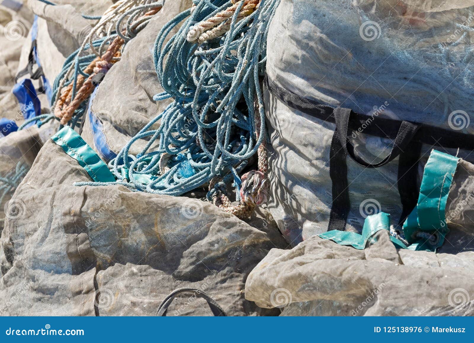 Huge Bags for Fishing Nets and Ropes Stock Photo - Image of