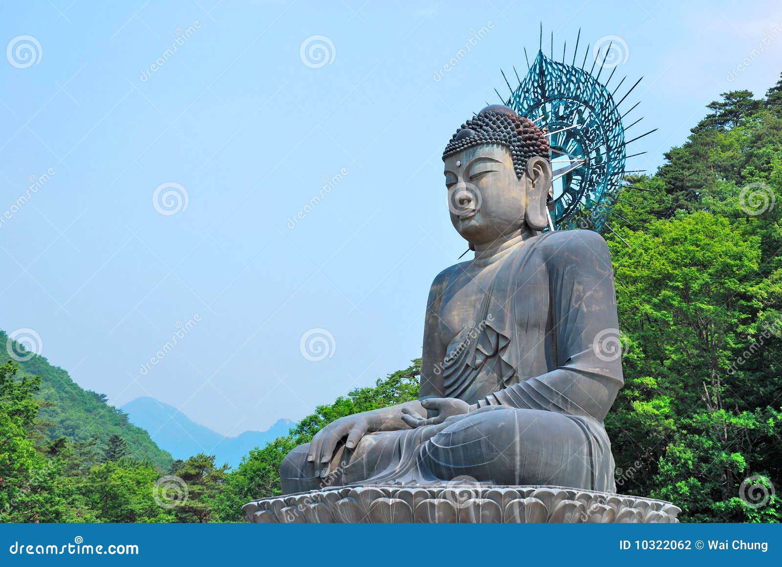 Huge buddha statue surrounded with nature