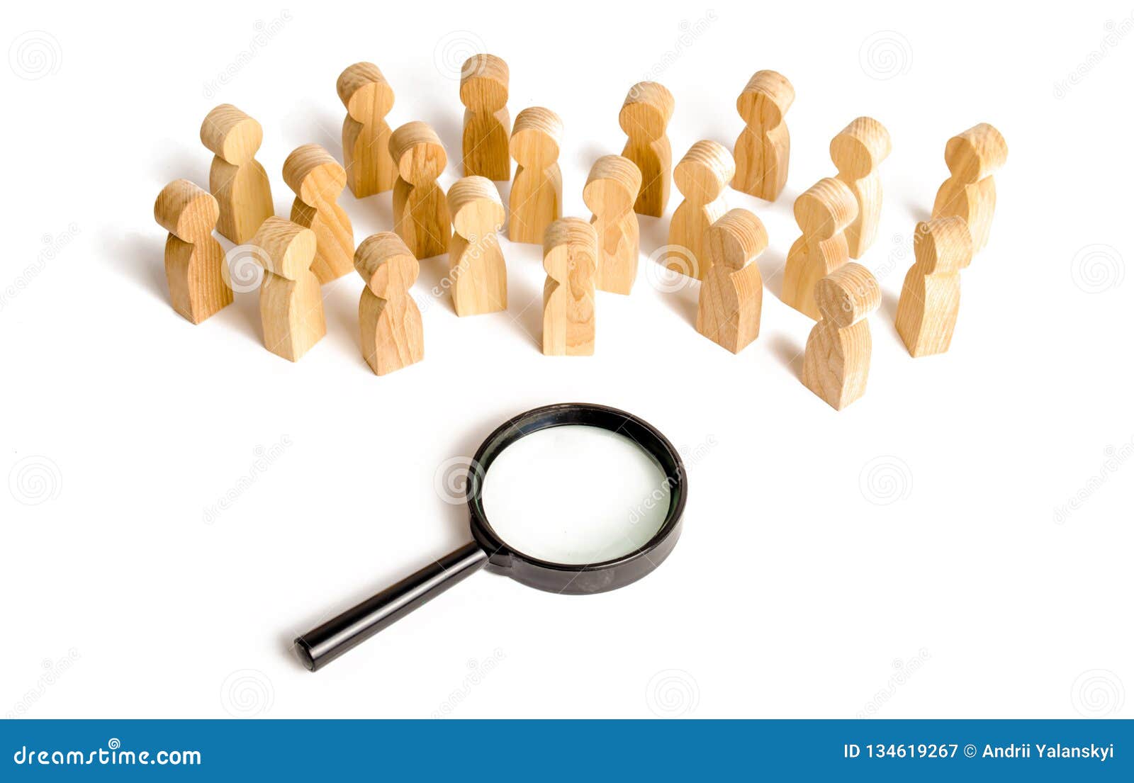 Huge Crowd of People Stand Near a Magnifying Glass on a White Background.  Search for Work. Human Resources, Management Stock Image - Image of white,  search: 134619267