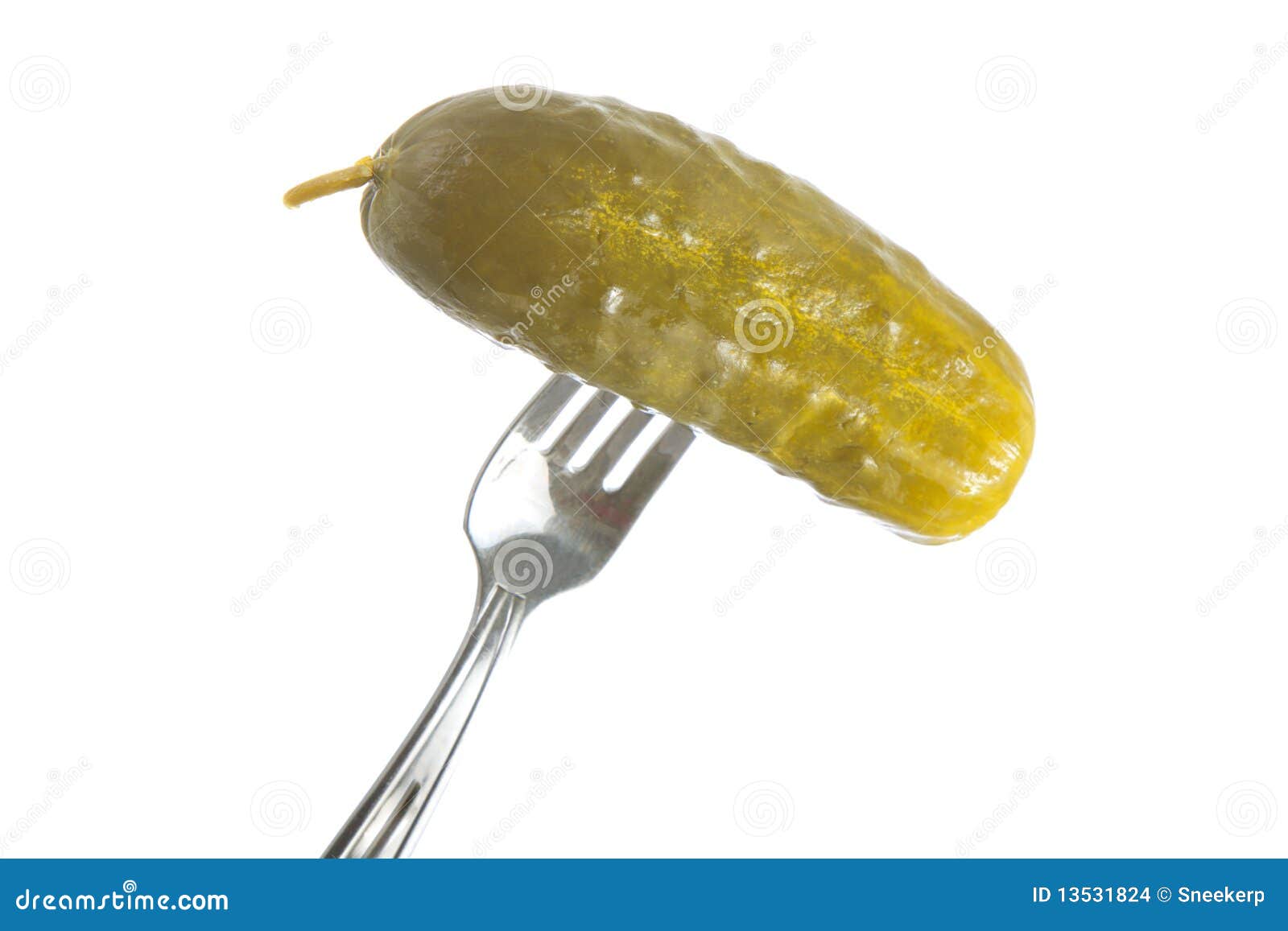 Huge Dill Pickle on a Fork Isolated on White Stock Photo Image of healthy, green 13531824