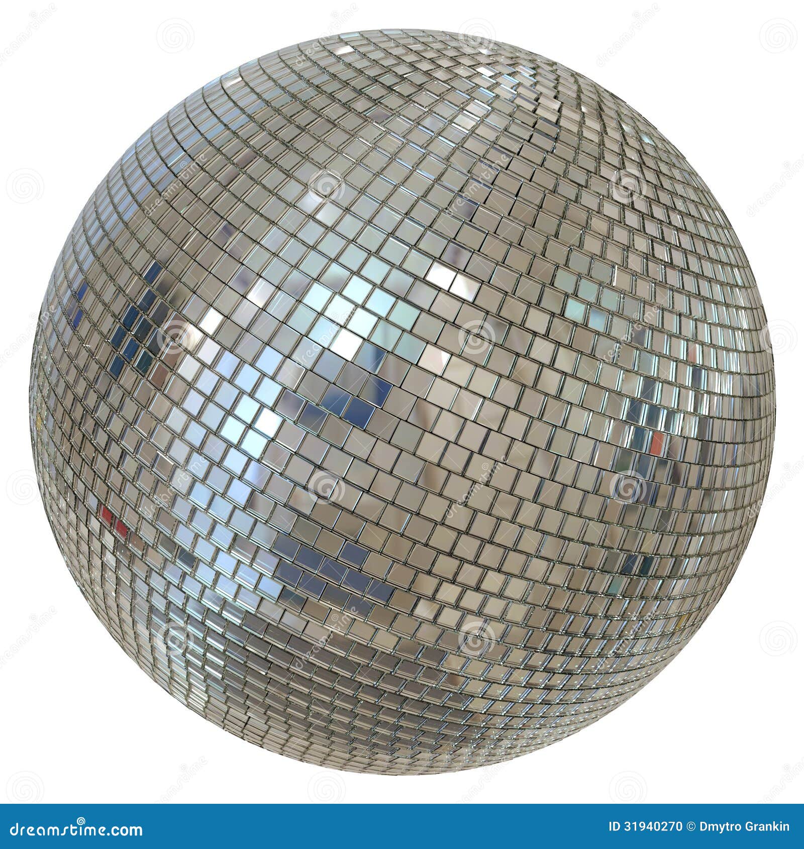 Huge Disco Ball Isolated on White Background Stock Illustration