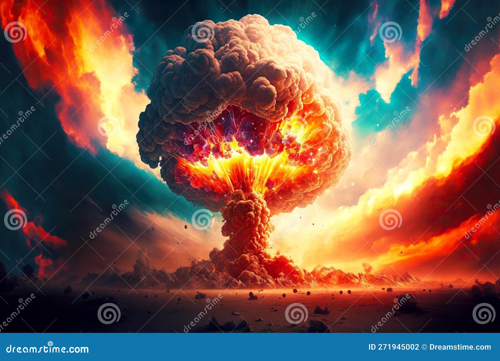 Huge Explosion in Sky and Armageddon on after Explosion Stock