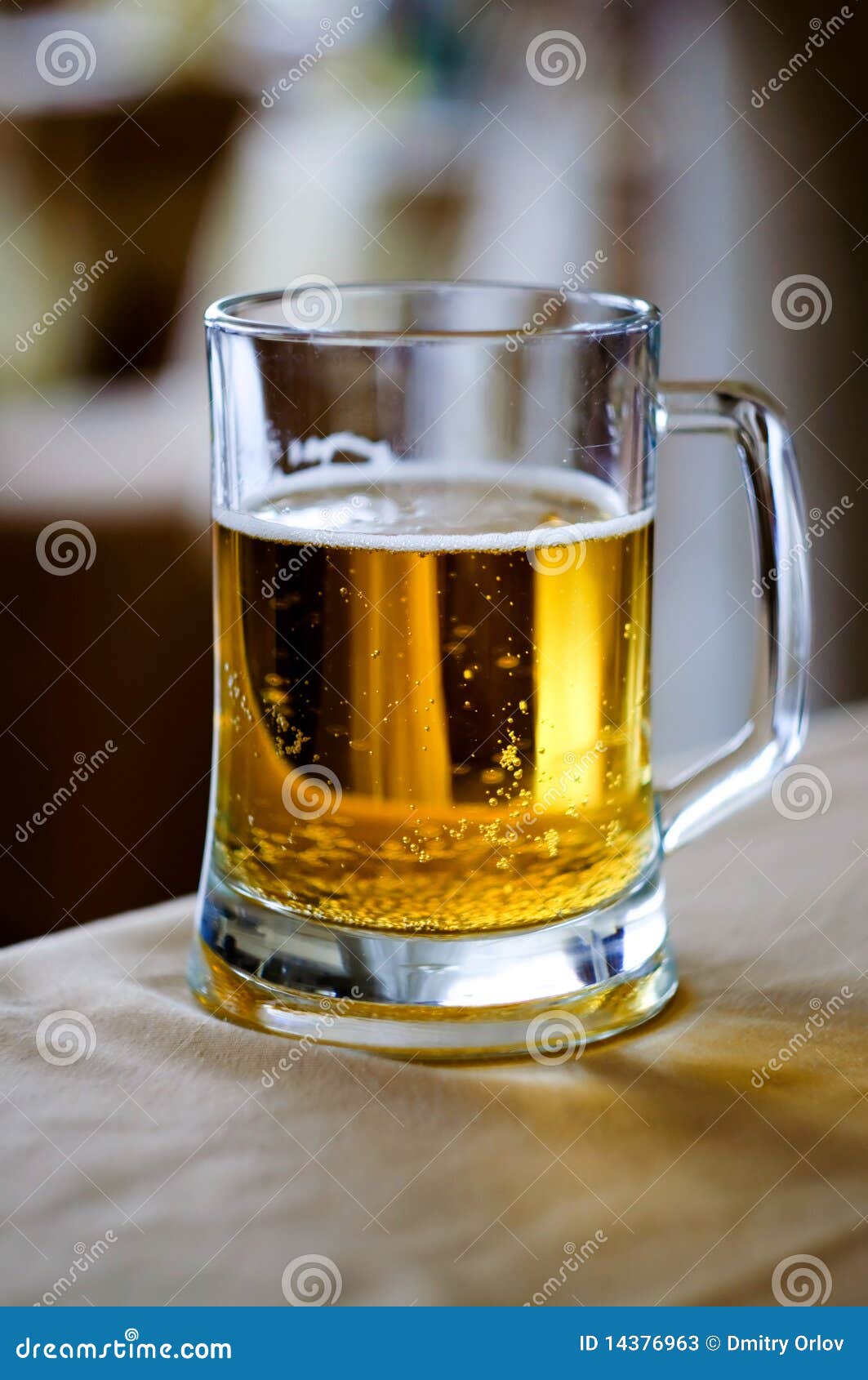 A Huge Glass Cup of Fresh Beer. Stock Image Image of drink, table