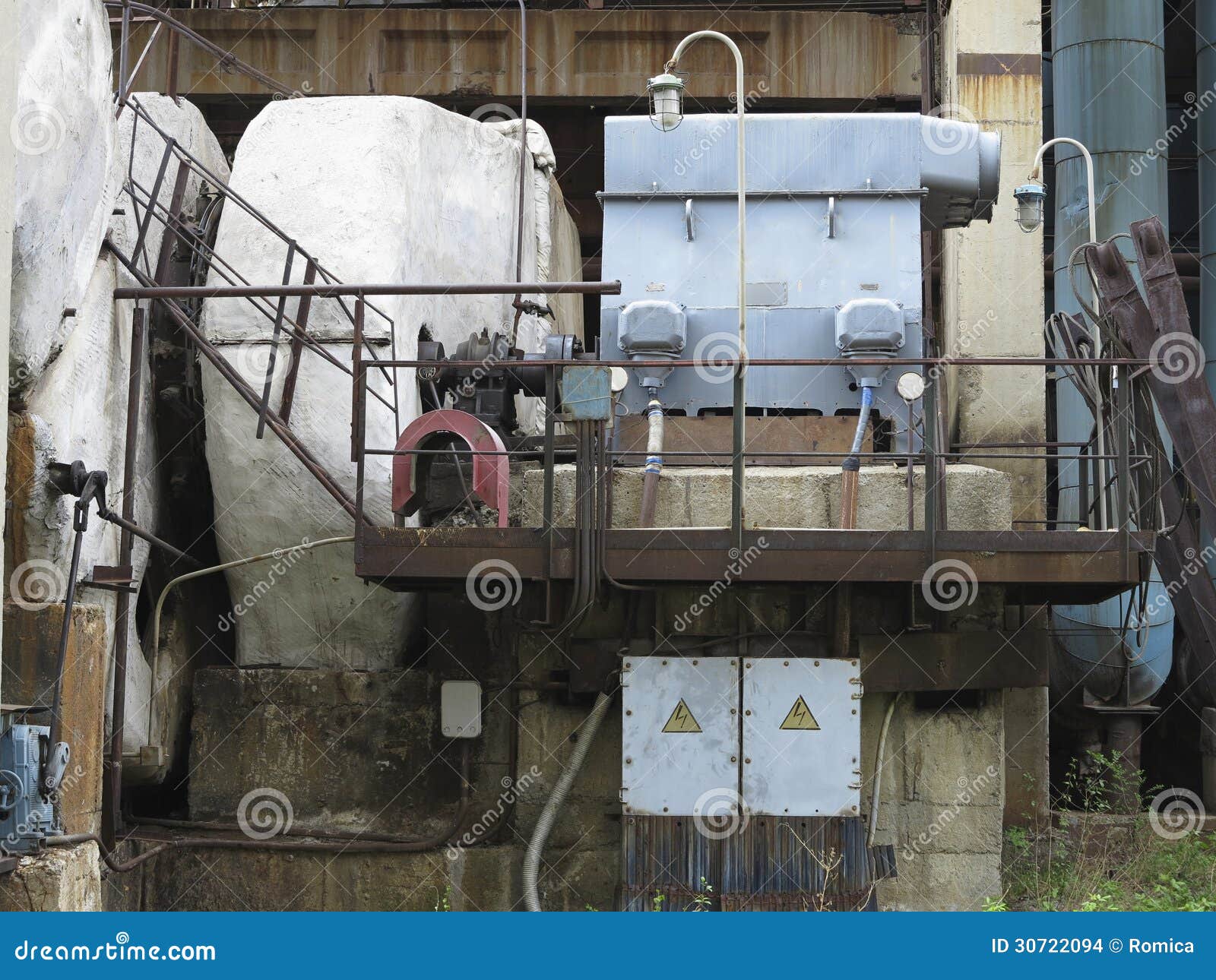 Huge Industrial Air Compressor at Old Power Plant Stock Photo Image