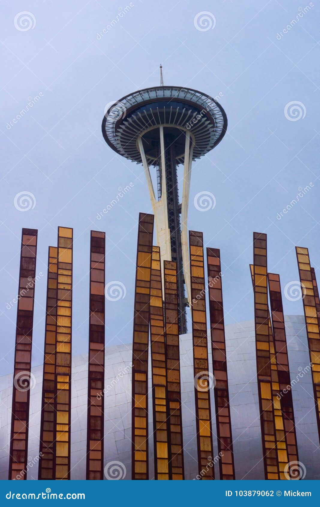 Space Needle And Grass Blades Bamboo Art Editorial Photography - Image