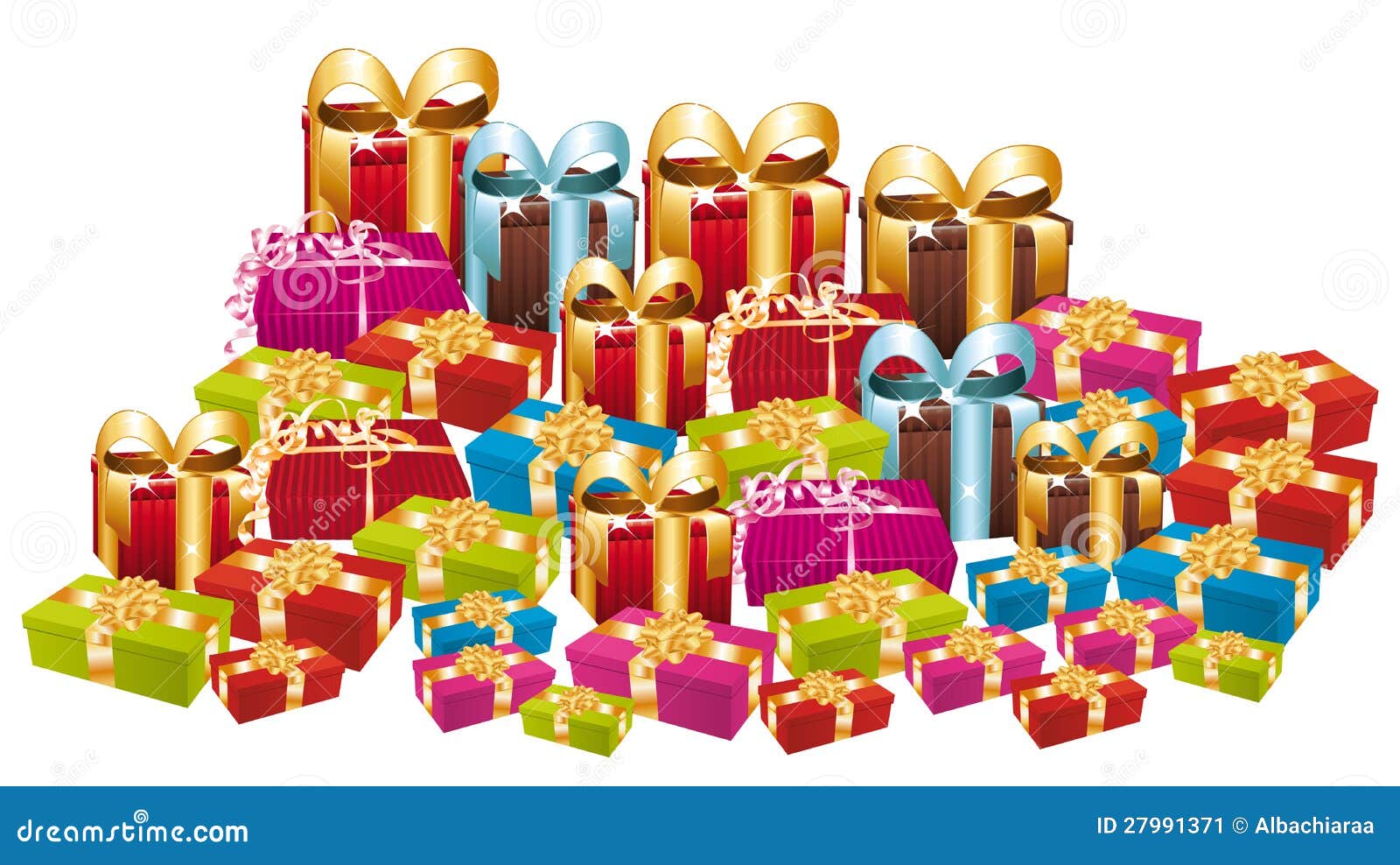 Huge Pile of Colorful Festive Gifts. Stock Vector - Illustration of