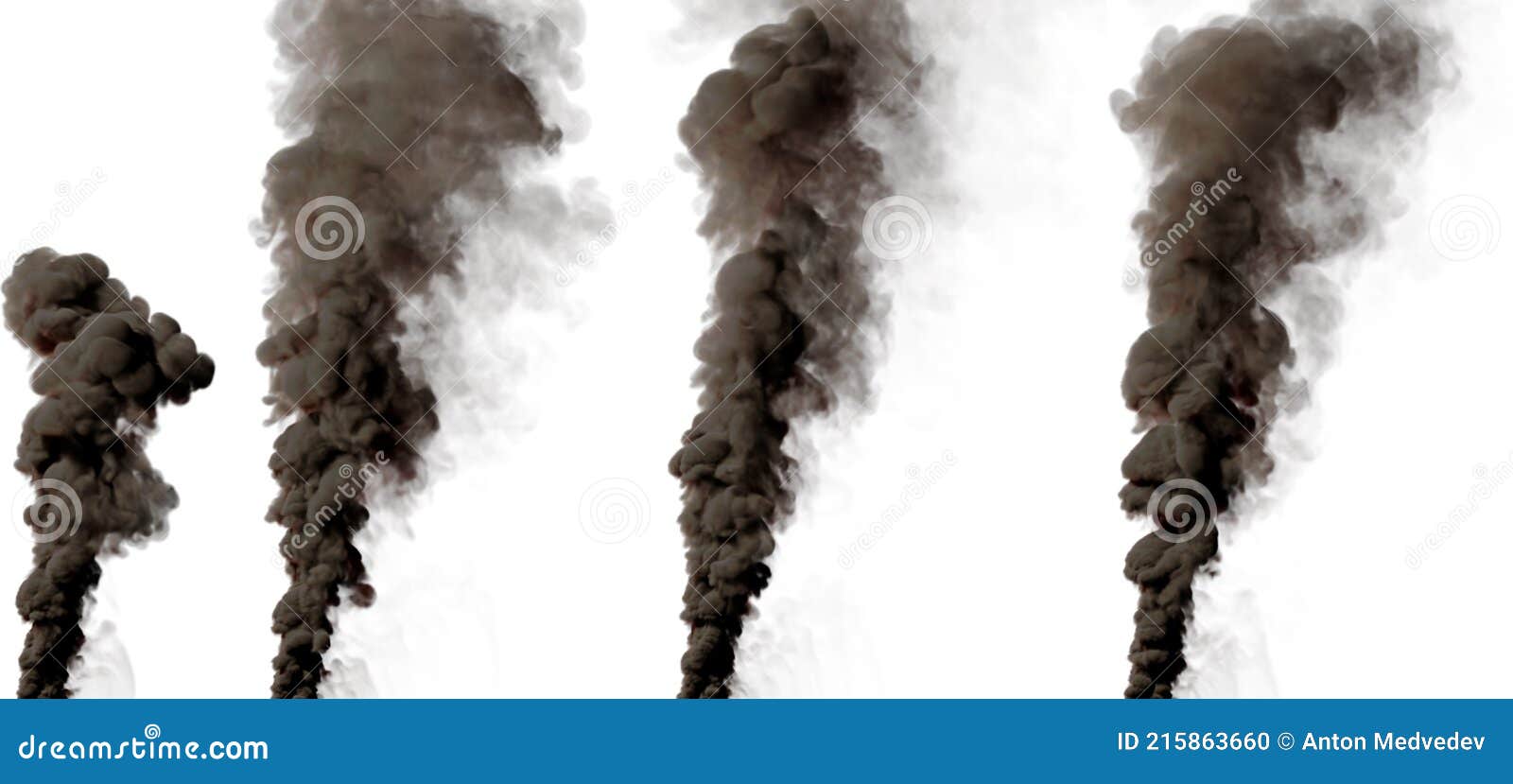 Huge Pillar of Smoke on White Isolated, Creative Industrial 3D