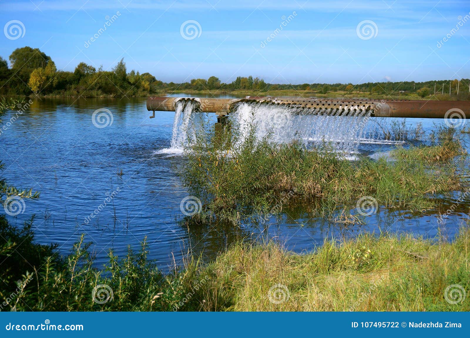 Aerator To Enrich the Pond with Oxygen, a Pipe C with Holes Stock Photo Image of equipment, natural: 107495722