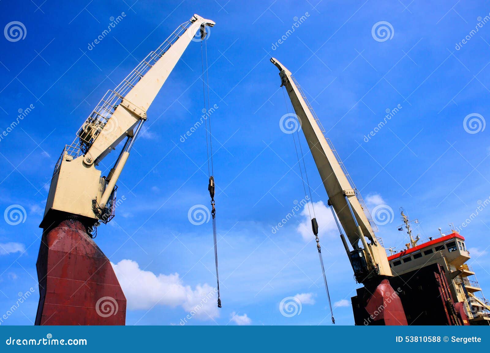 Huge port cranes working. stock photo. Image of blue 53810588