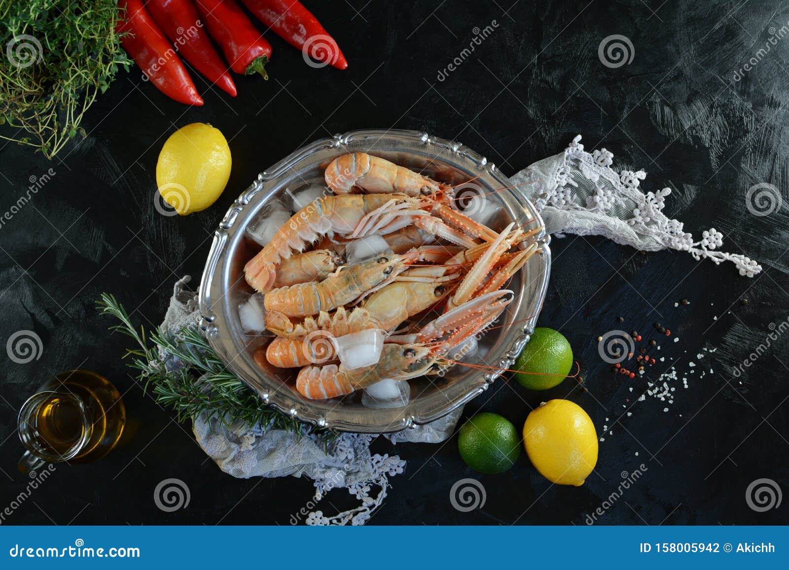 raw king prawns with lemon and herbs