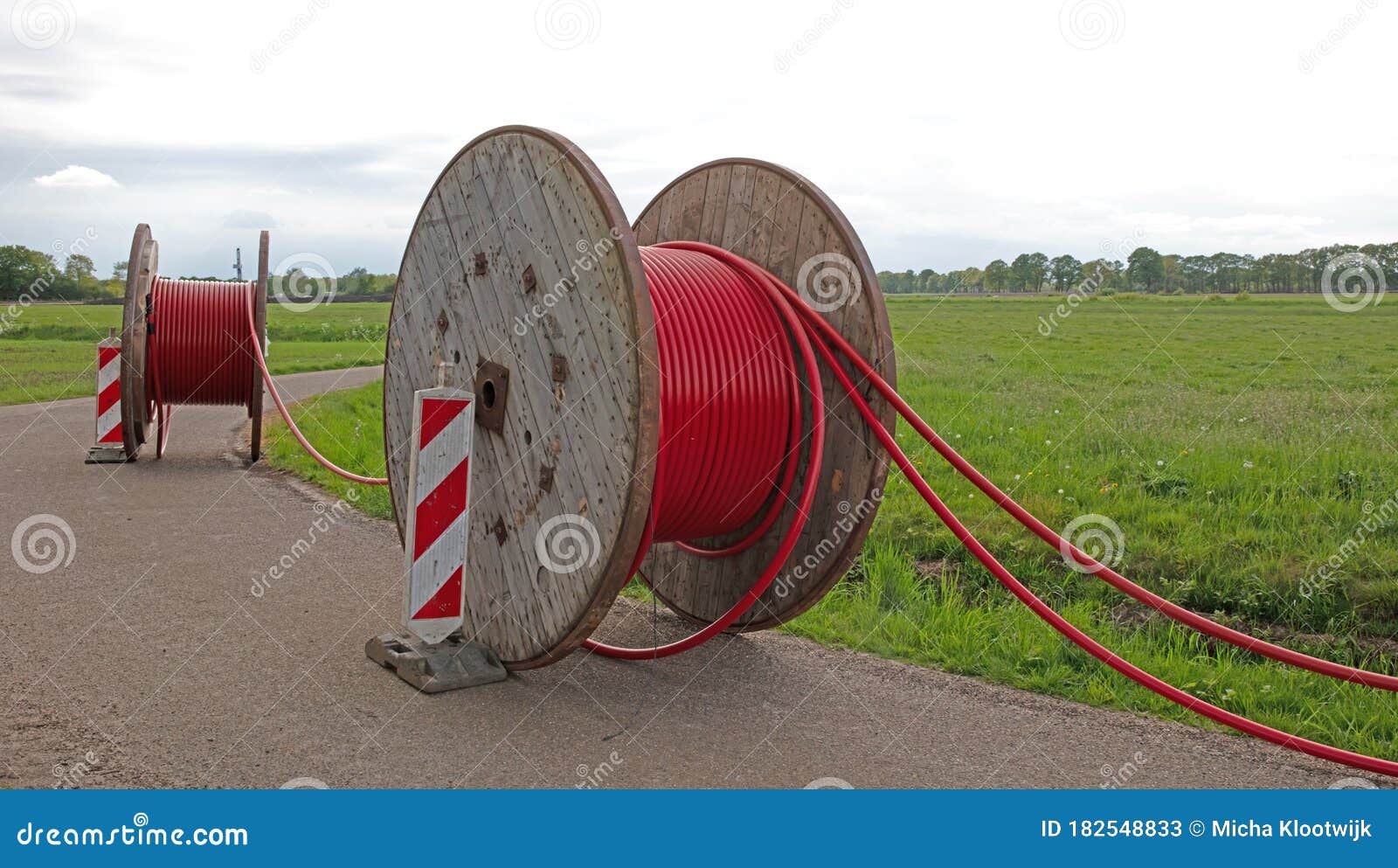 Huge Roll of Cable for Underground Cable Installation Stock Image