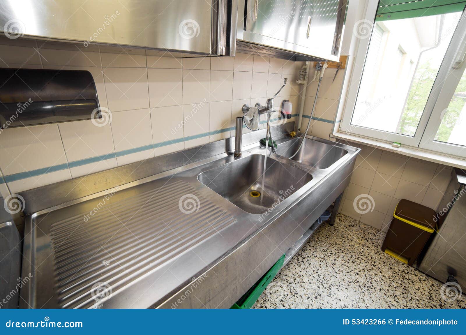 huge sink stainless steel industrial kitchen with tap