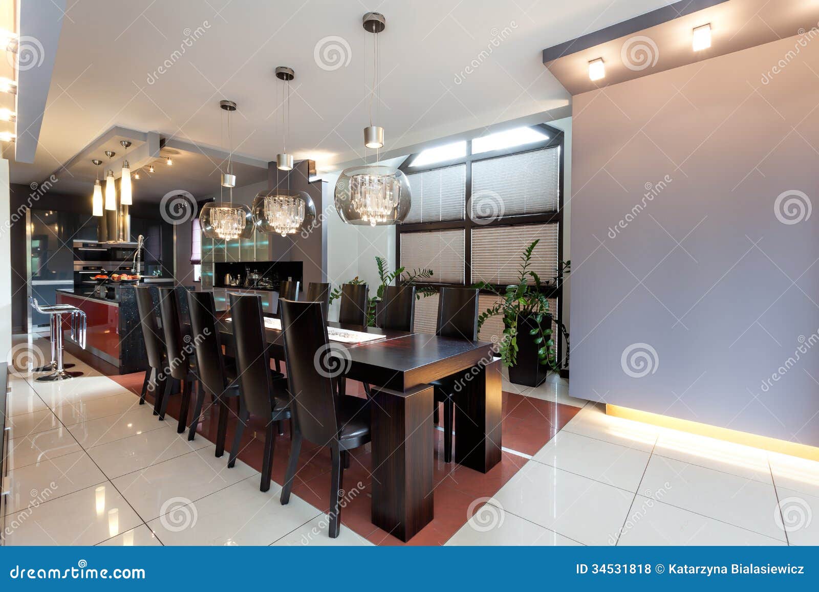 Huge Table in a Modern Dining Room Stock Photo Image of house