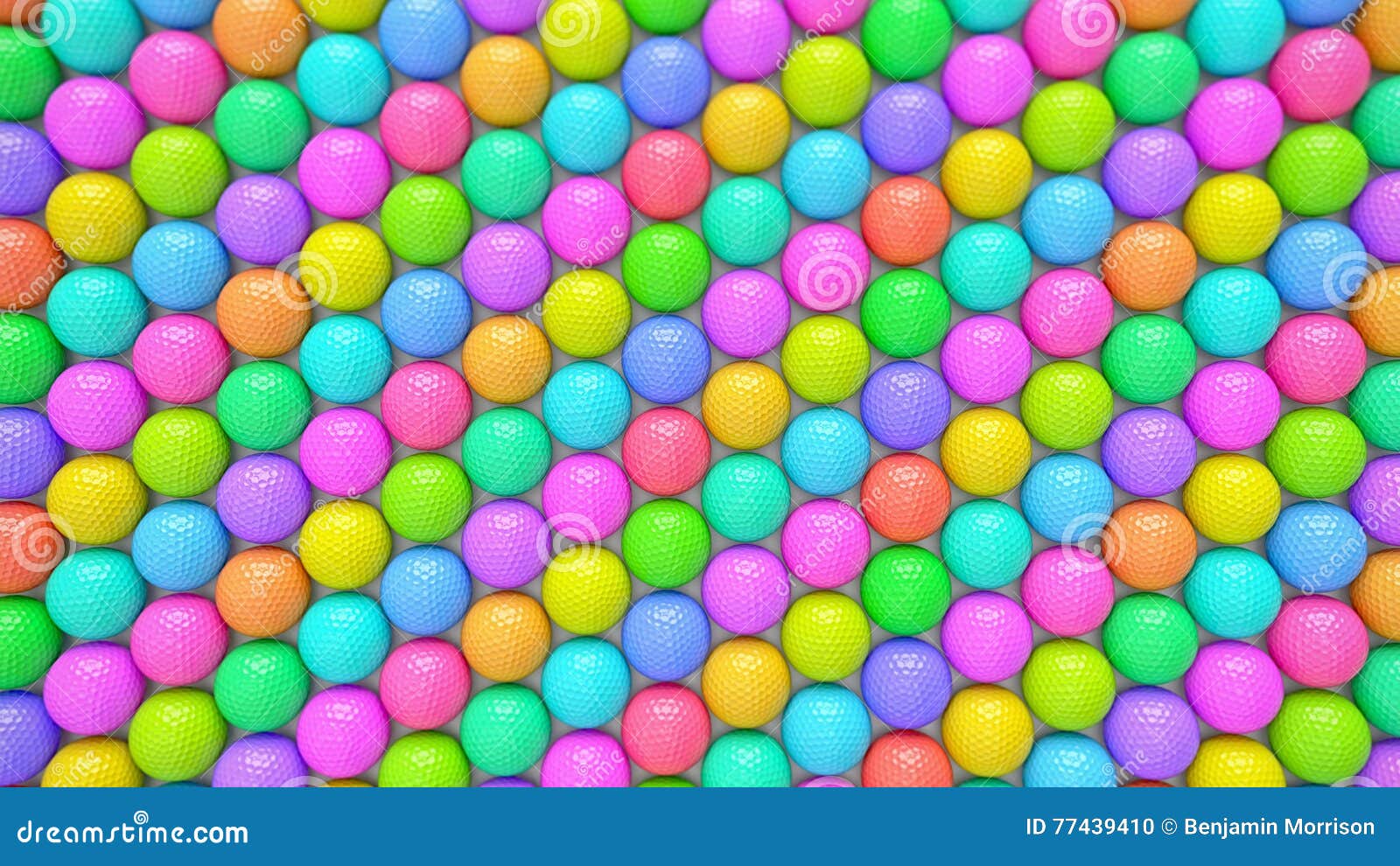 A Huge Vibrant Array of Colorful Golf Balls Stock Illustration