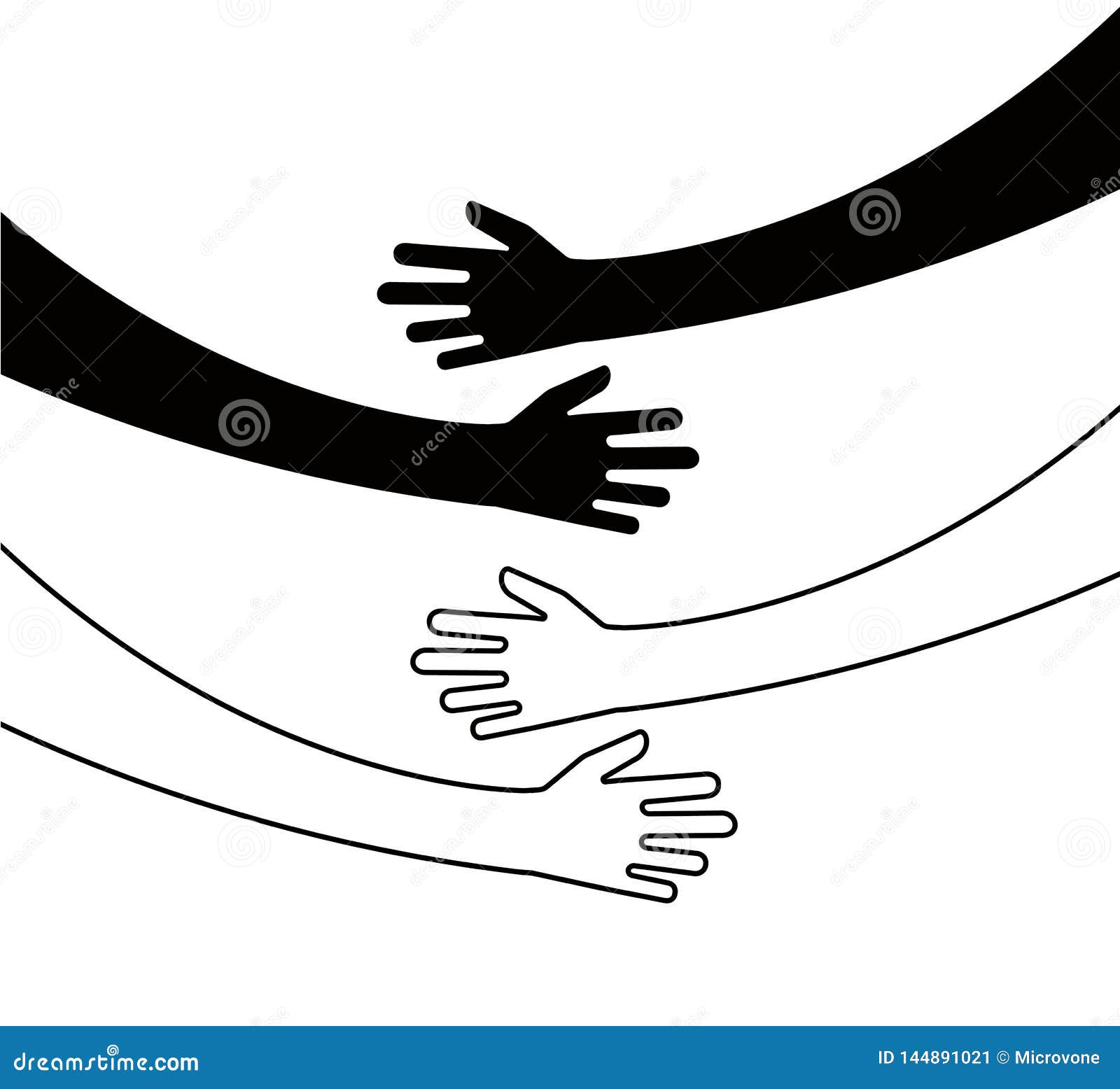 hugging hands. arm embrace, belief togetherness unique relationship hugged hands   concept