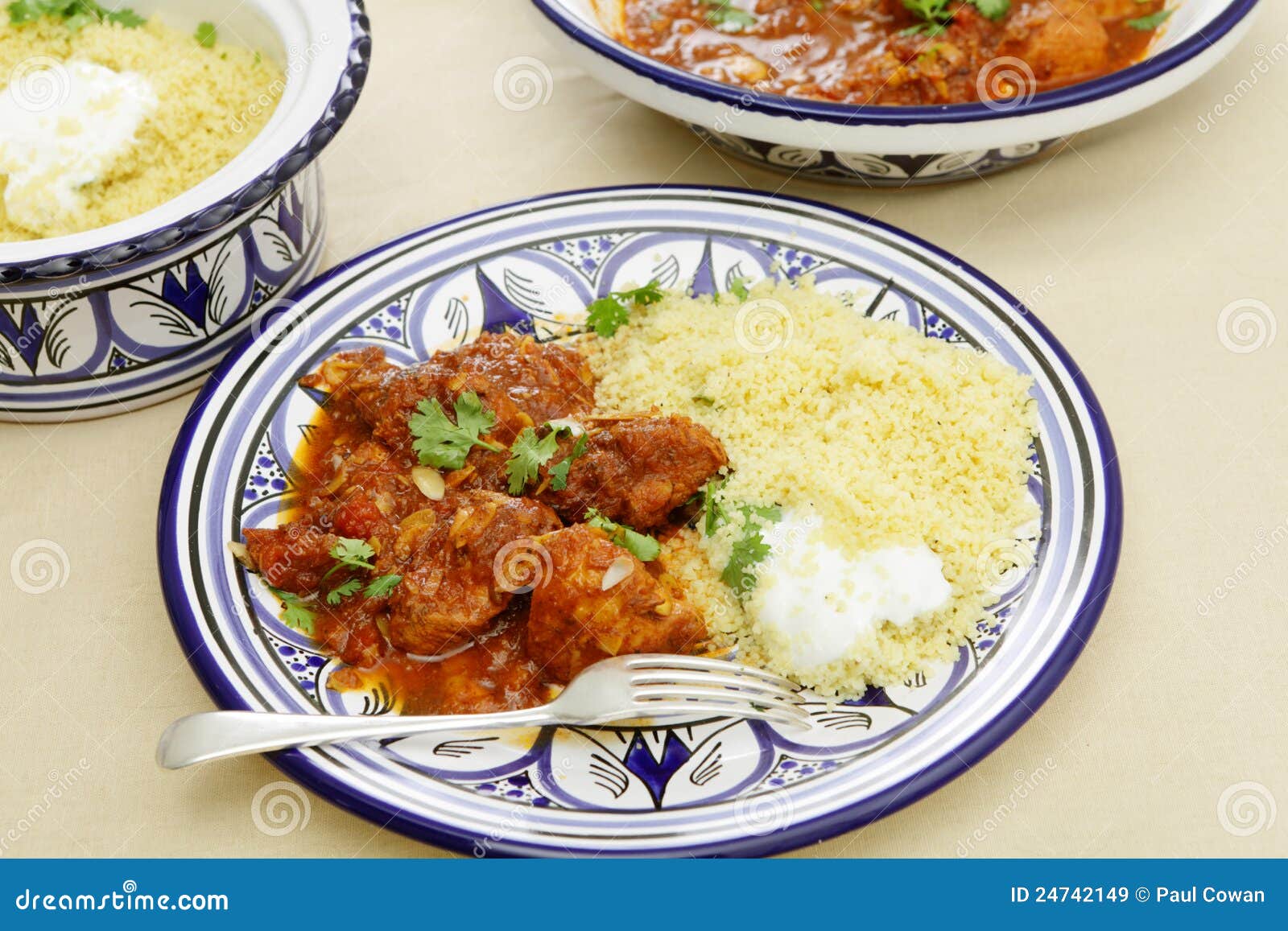 Huhn Tagine Mahlzeit Horizontal Stockbild Bild von huhn, koriander