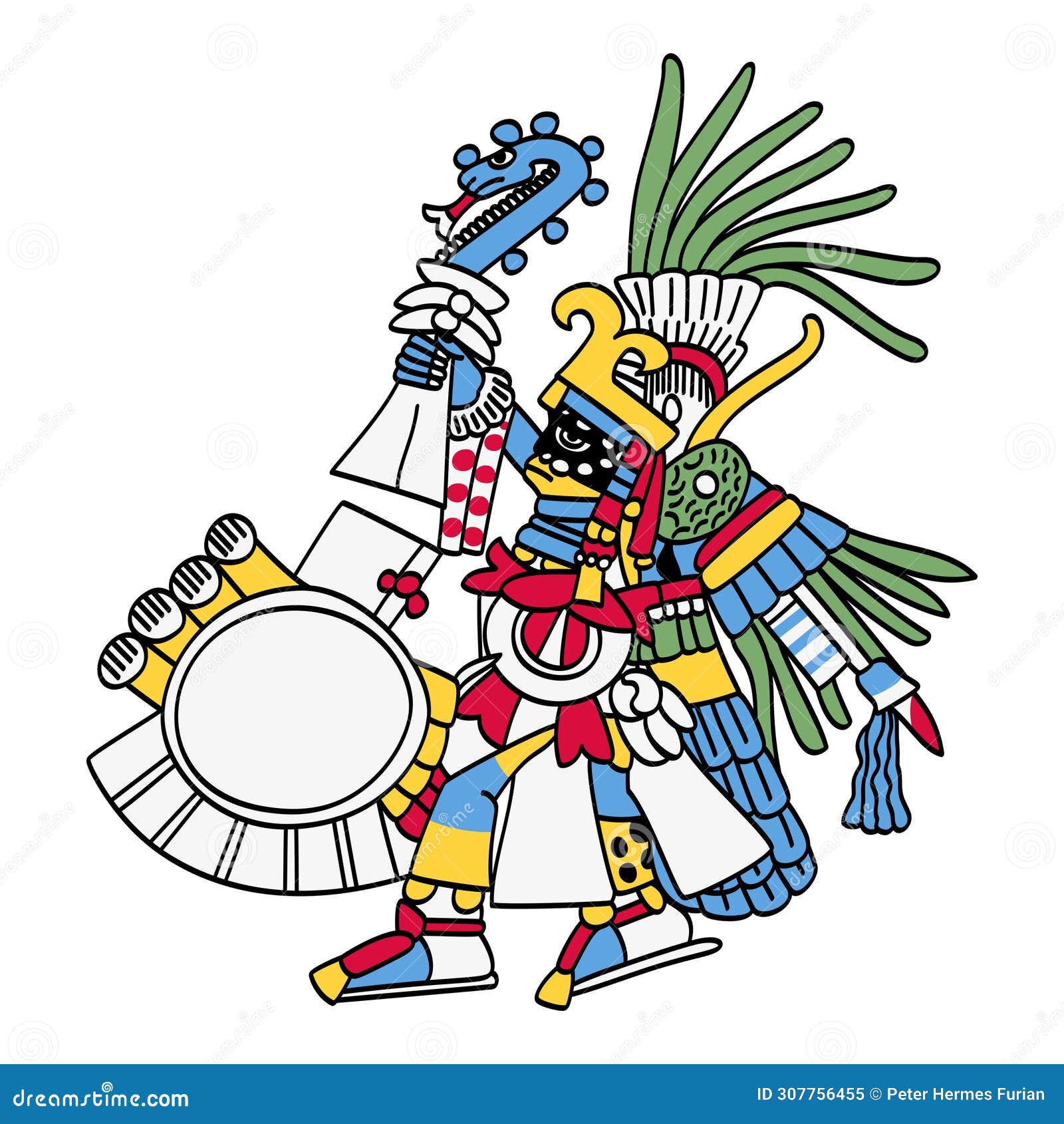 huitzilopochtli, patron god of the aztecs and capital city tenochtitlan