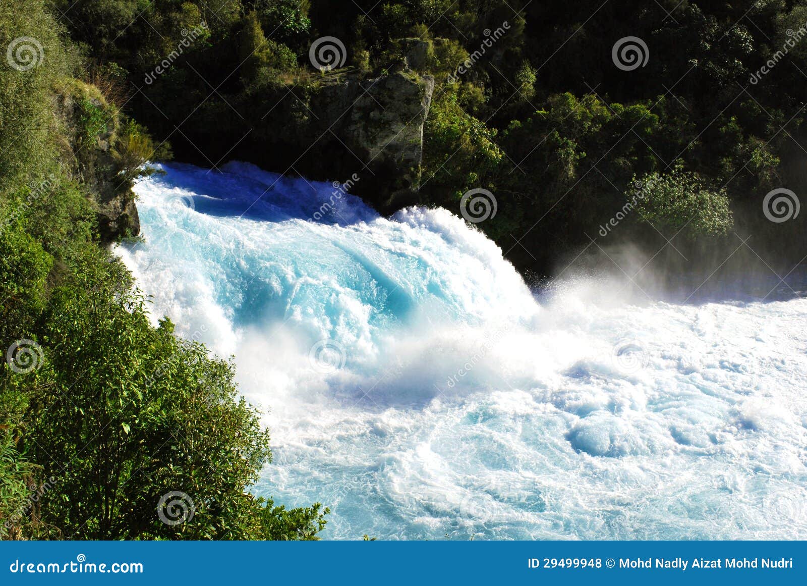 Huka Falls, New Zealand. Taupo, New Zealand - July 26th: View of Huka Falls which is located at Taupo, New Zealand on 26 July 2009. Massive discharge of waters from Waikato River passed through this waterfalls.