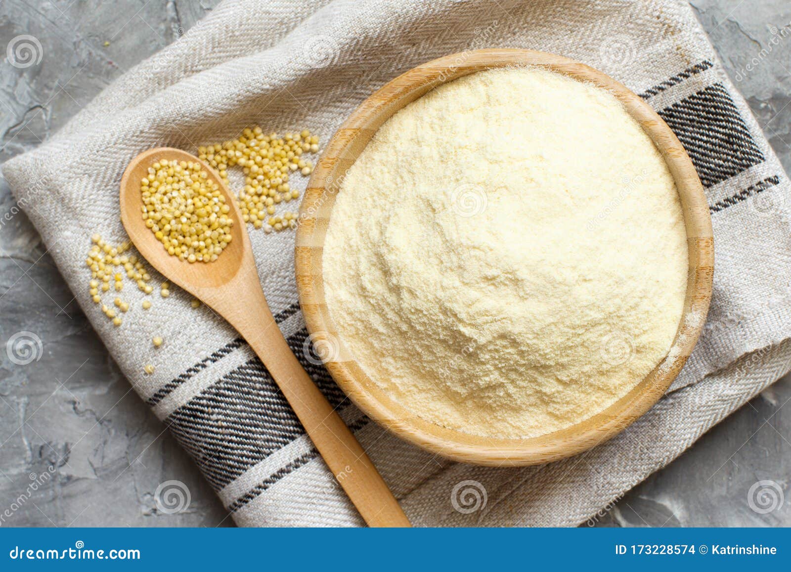 Hulled Millet Flour and Grain Top View Stock Photo Image of food