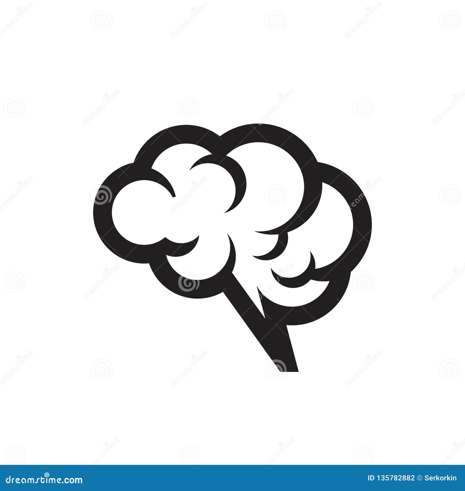 Human Brain - Black Icon On White Background Vector Illustration For