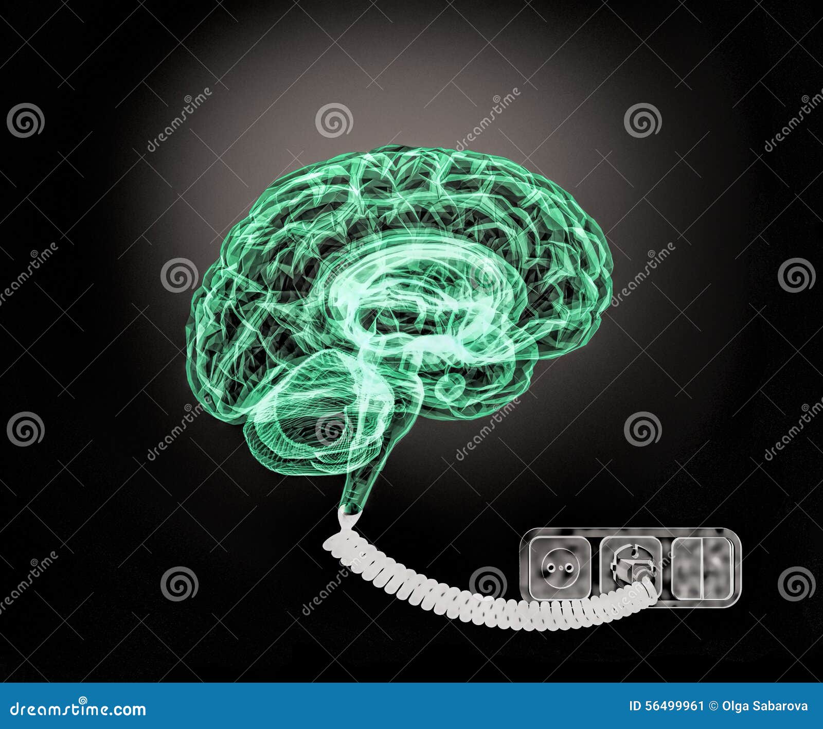 Human Brain Is Connected To Electric Energy. Stock Illustration Image