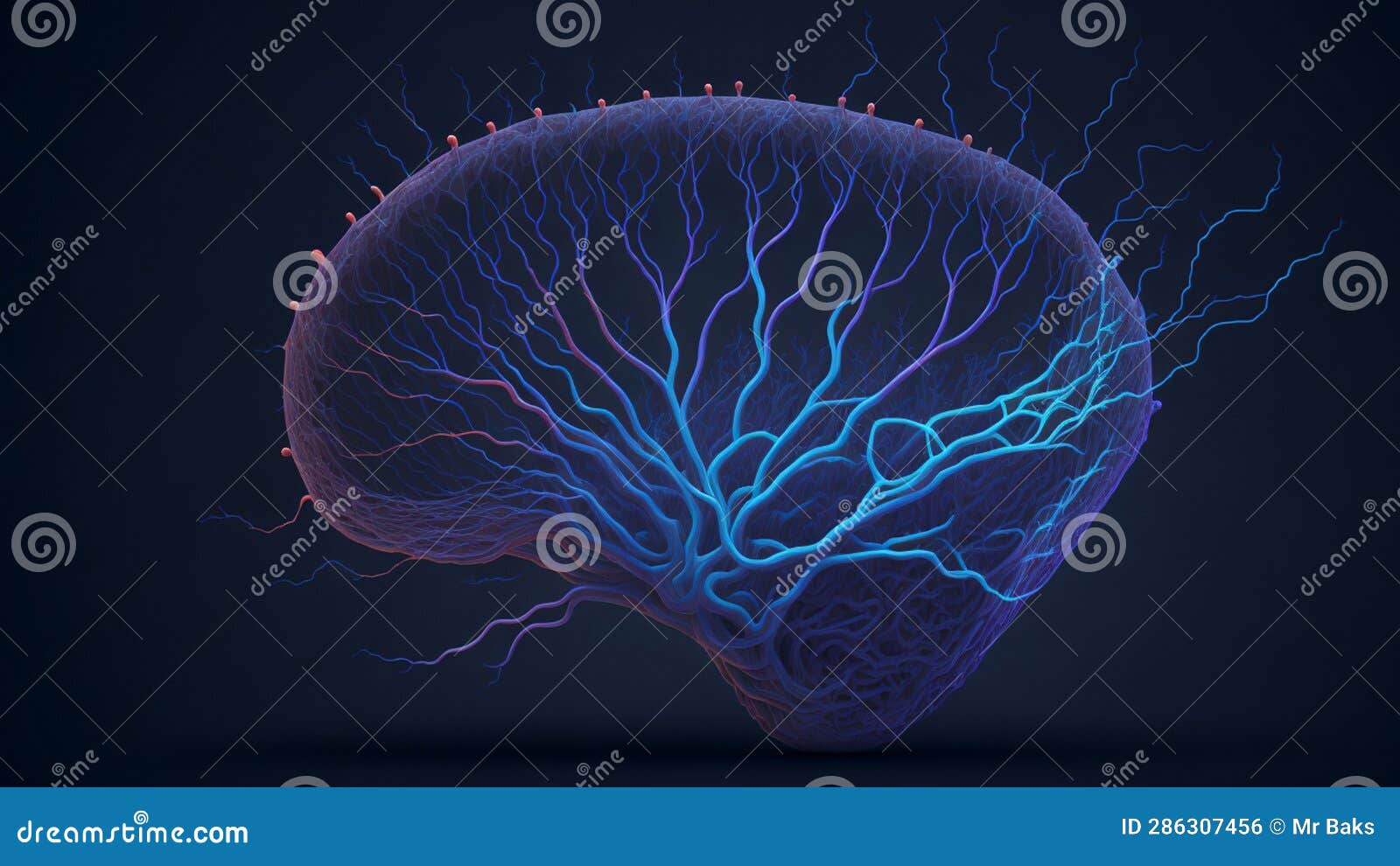 The Human Brain with an Electrical Circuit. Stock Illustration