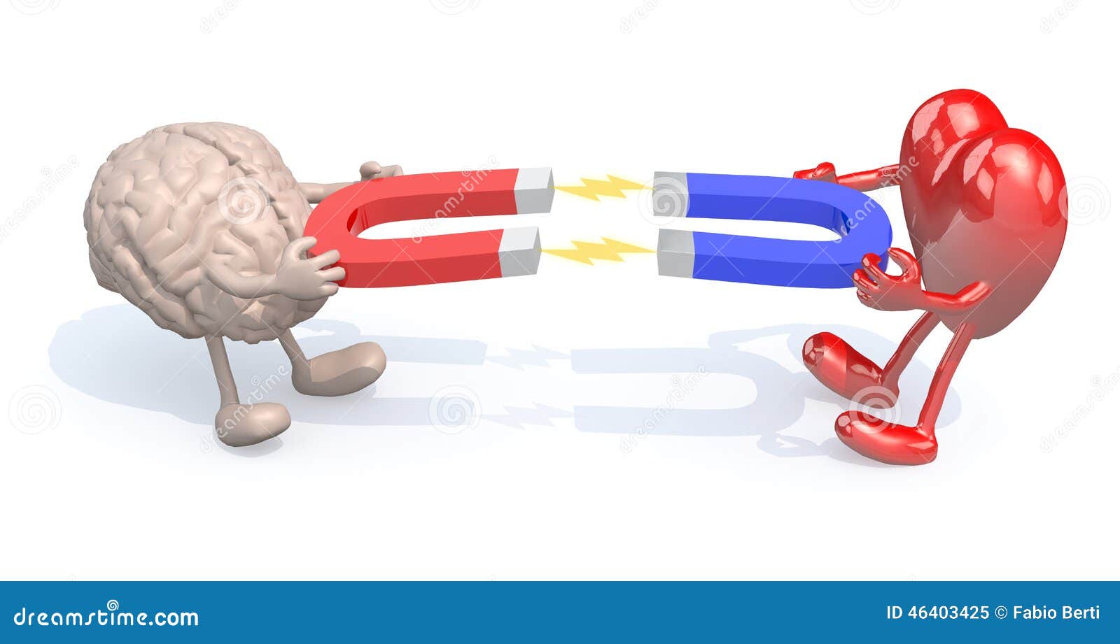 Human Brain and Heart with Arms, Legs and on Hands Stock
