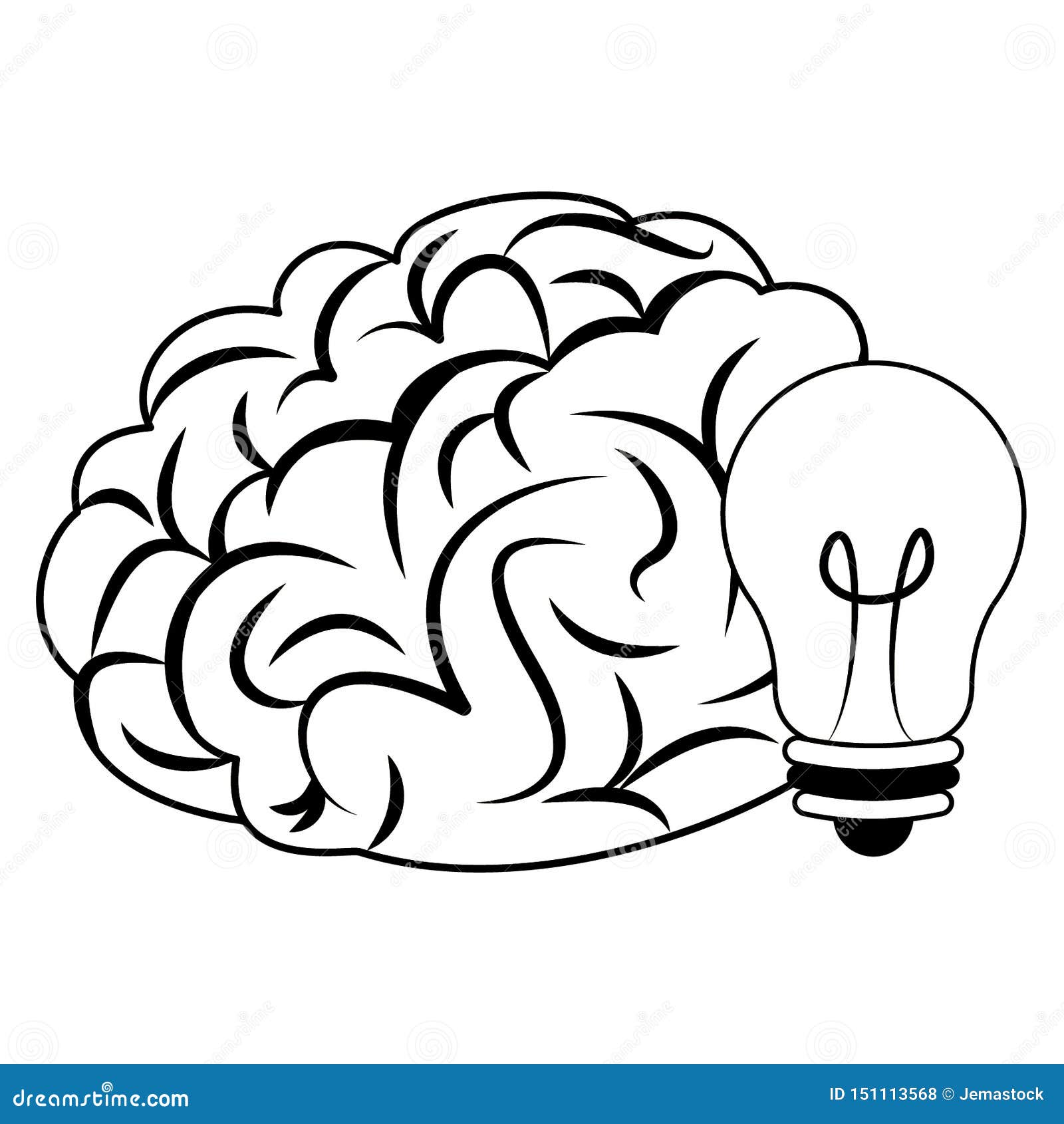 Human Brain Intelligence and Creativity Cartoons in Black and White ...