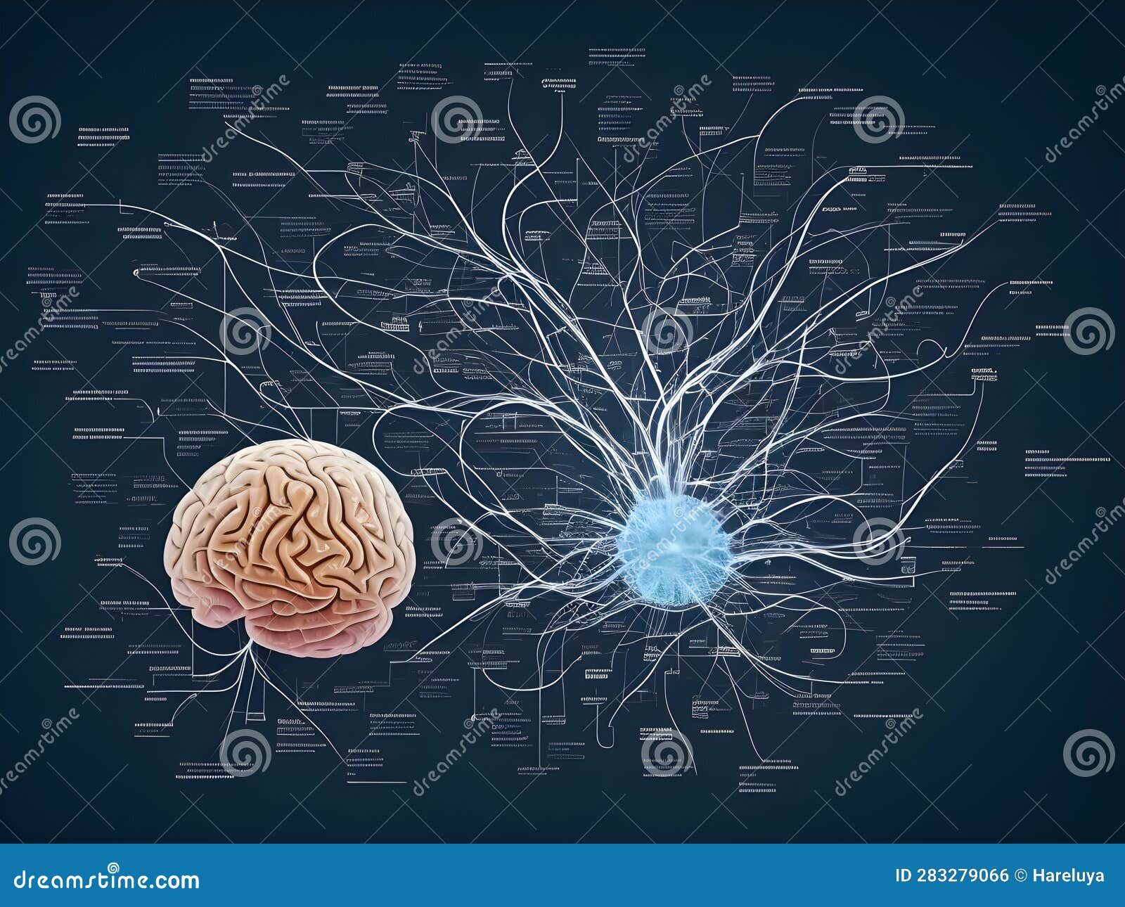 human brain on mental idea mind concept. artificial intelligence, neuronets. generative ai