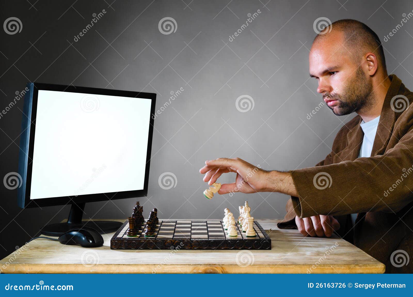 Human Chess Player Against Computer Stock Photo - Image of computer, game:  26163726