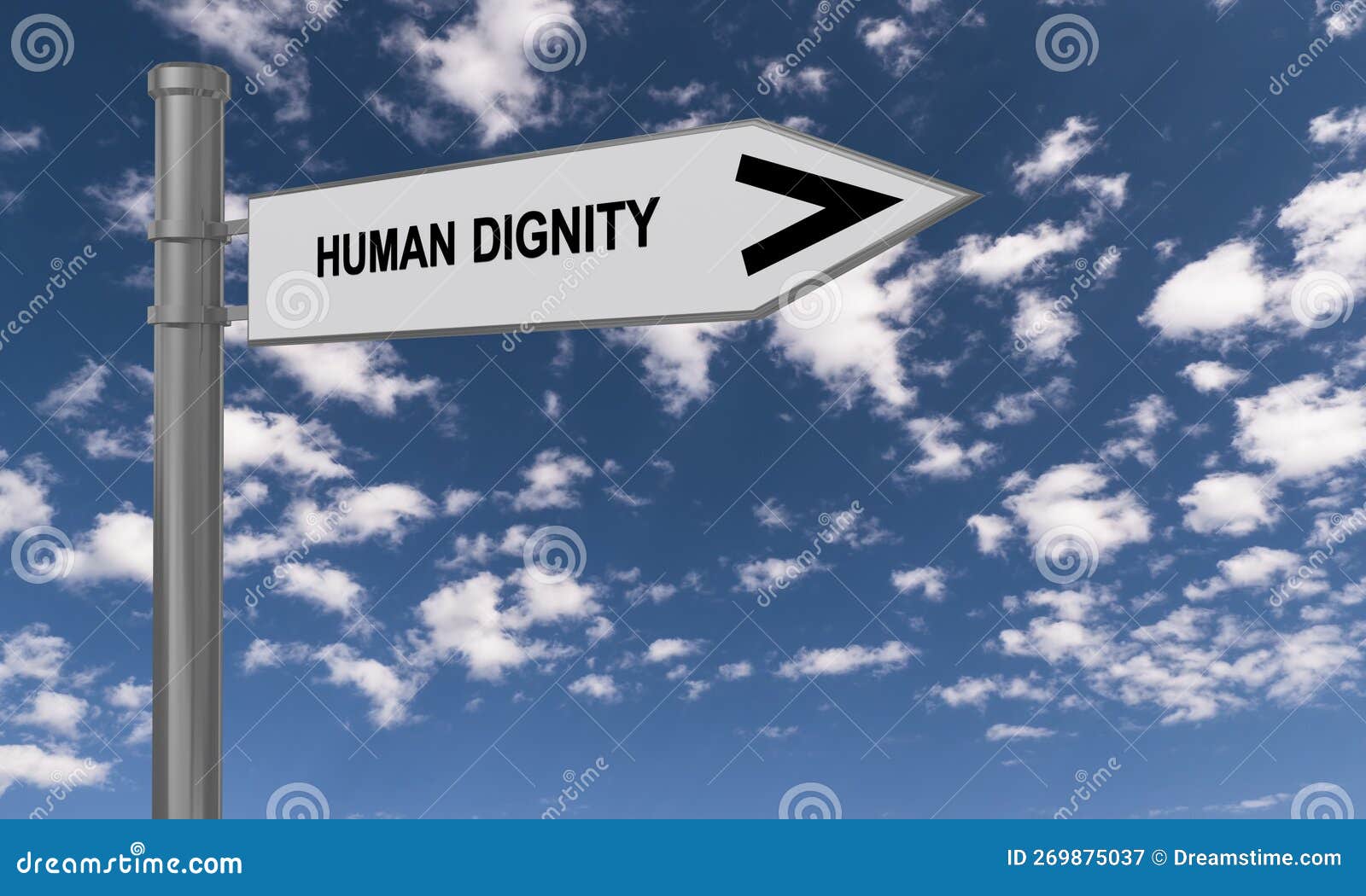 human dignity traffic sign on blue sky