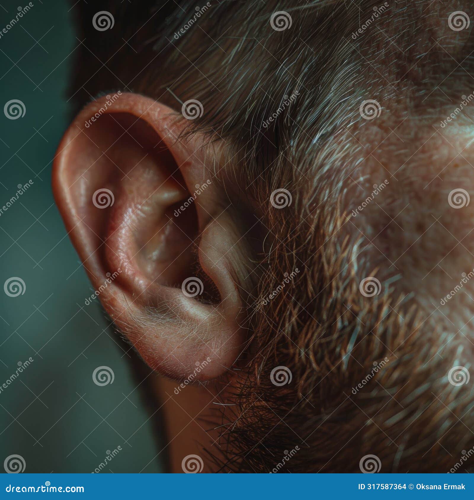 human ear closeup, male ear macro photo, detailed human auricle anatomy, auditory organ, wiretapping
