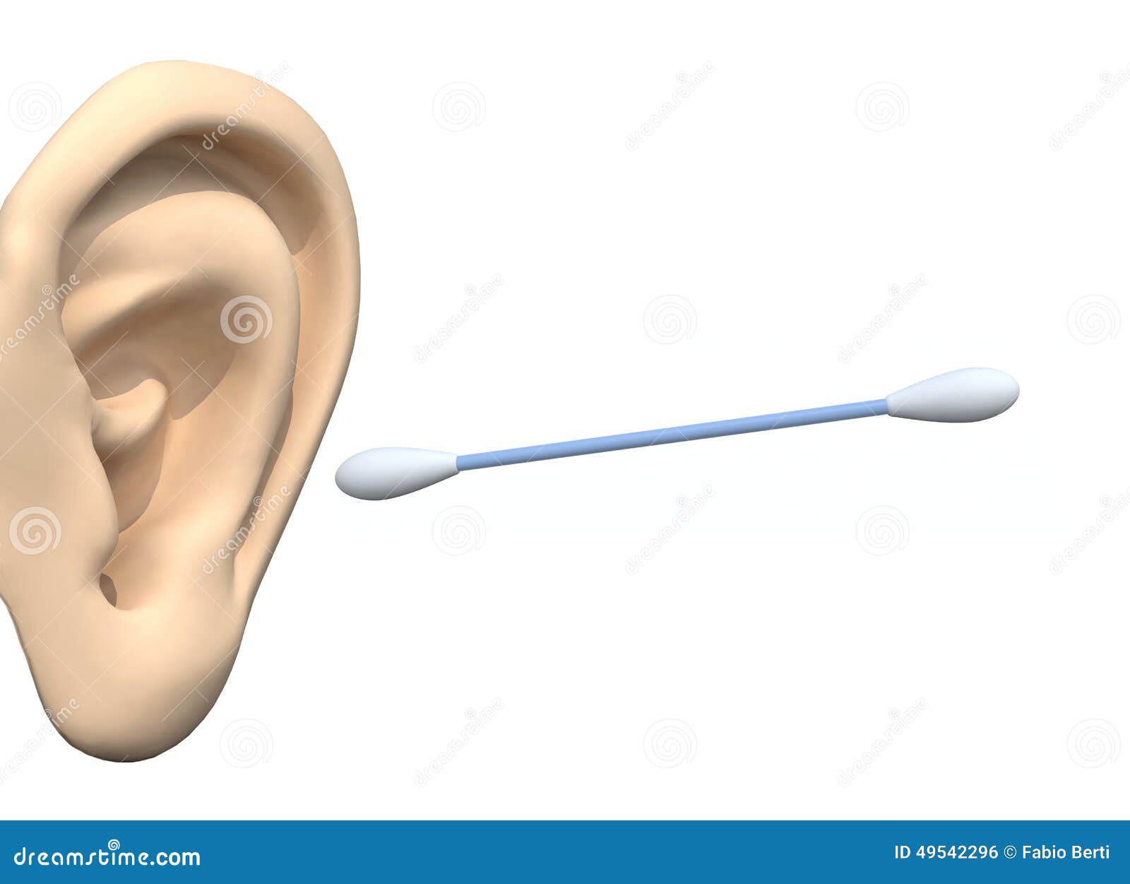 Human ear and cotton swabs stock illustration. Illustration of auricle