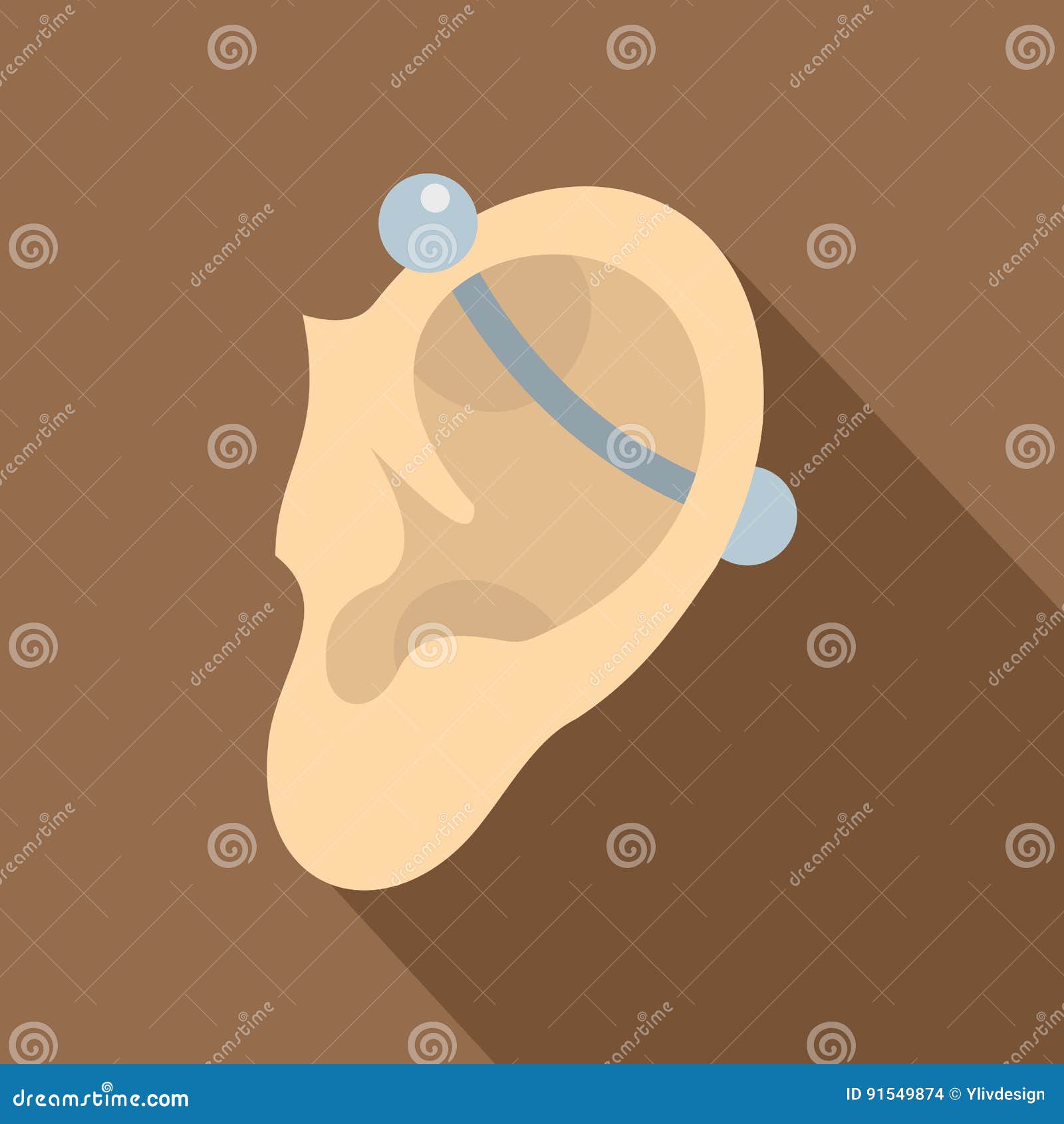 Human Ear with Piercing Icon, Flat Style Stock Vector - Illustration of ...