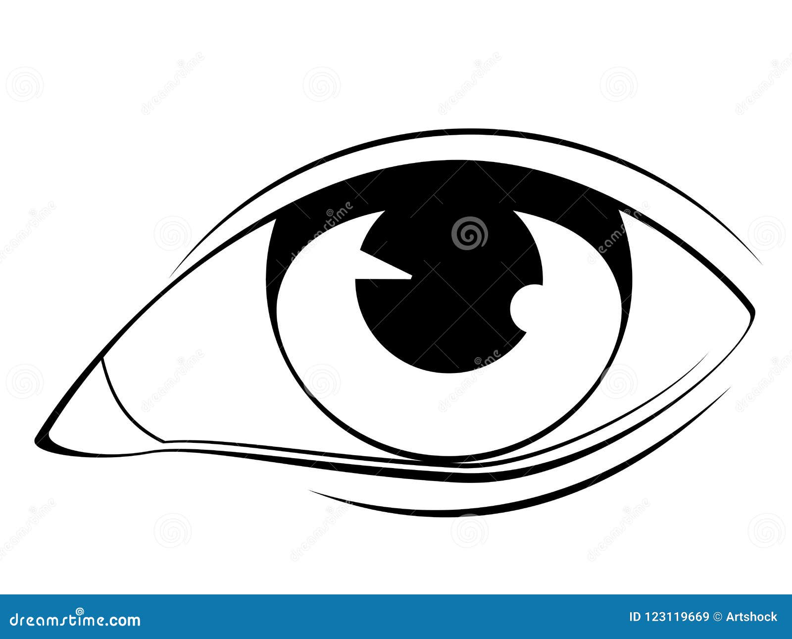Human Eye in Black and White Stock Vector Illustration of isolated