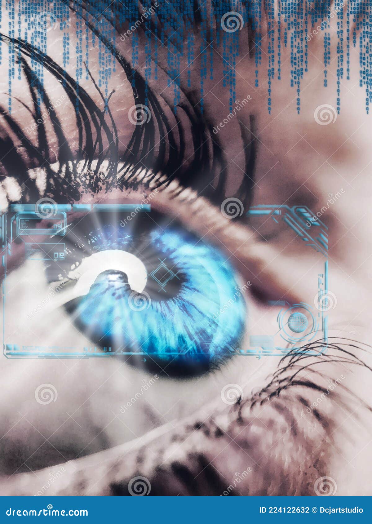 Human eye with HUD stock illustration. Illustration of overlay 224122632