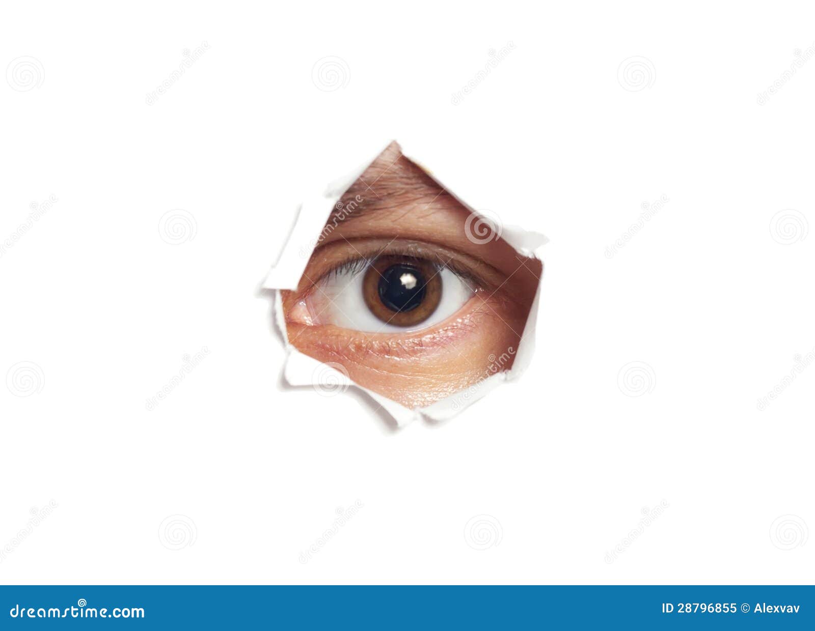 Human Eye Looking through a Hole Stock Image Image of search