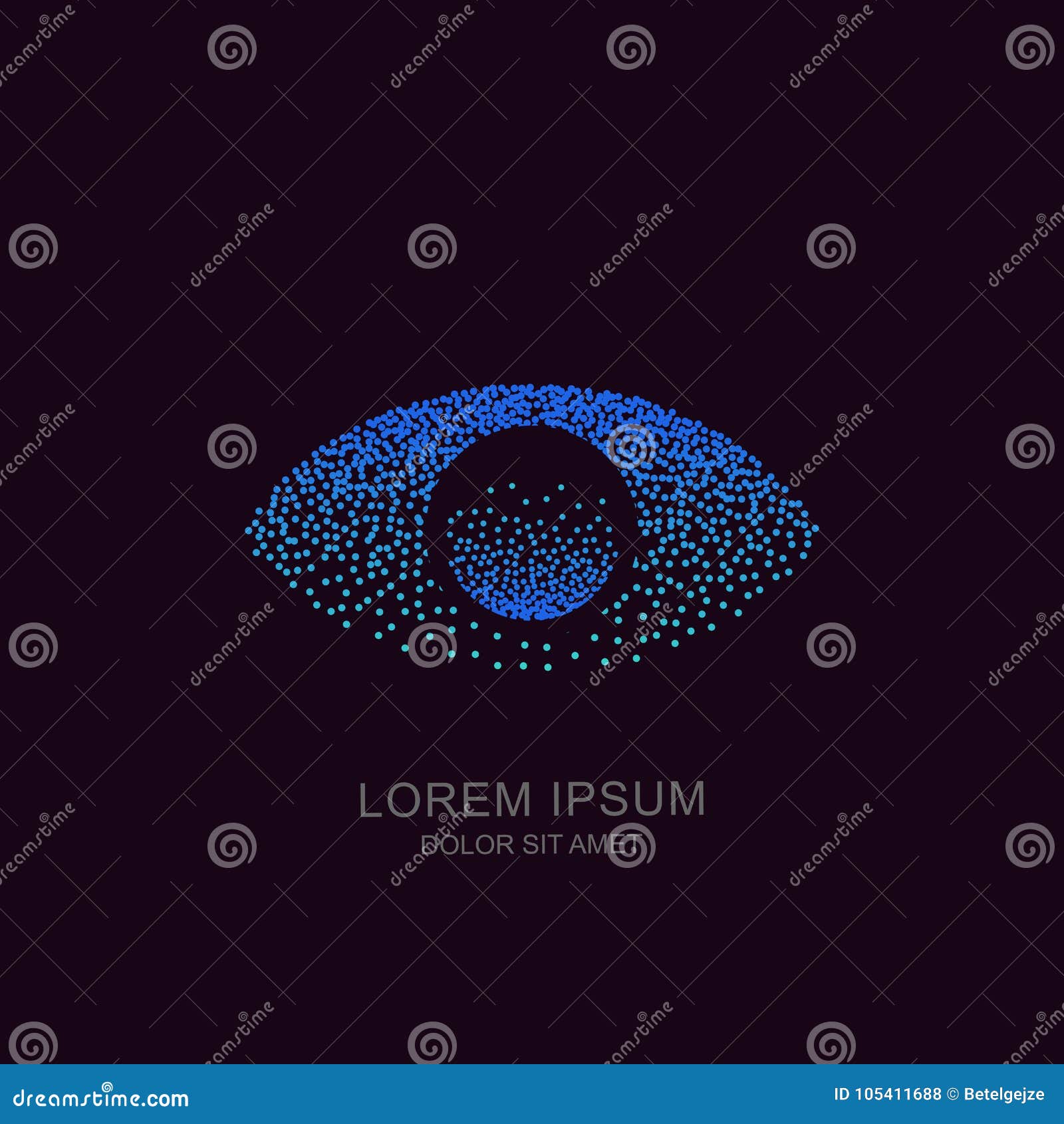 eye molecule particles, logo, sign . concept for biometric recognition, cctv, retina scan, cyber vision.