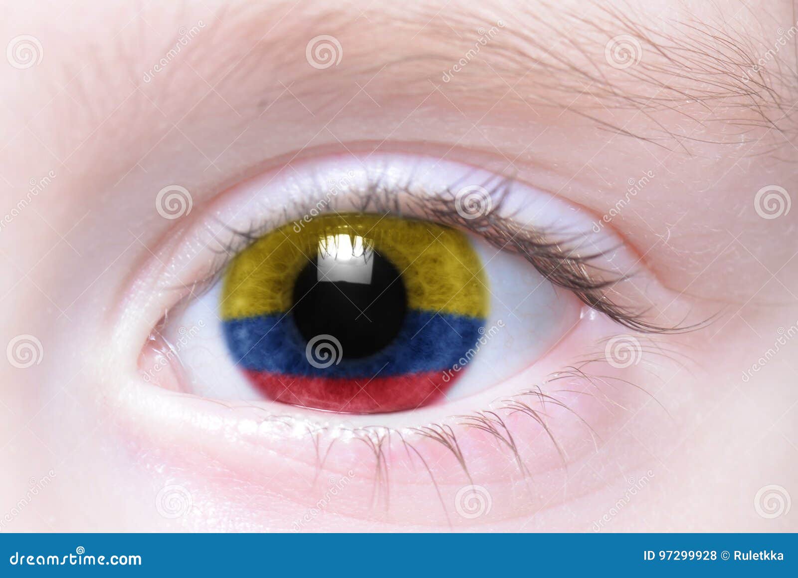 Human Eye with National Flag of Colombia Stock Photo Image of flag