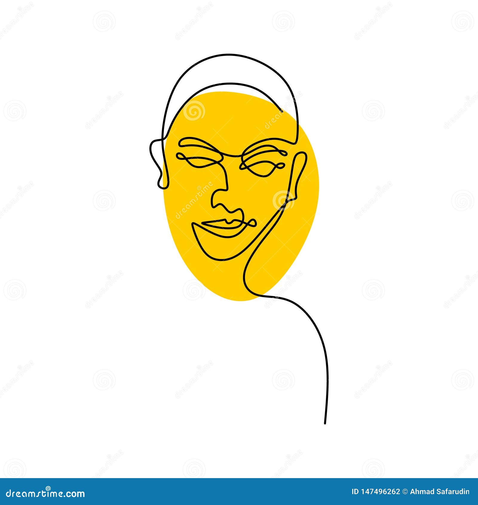 Human Face Continuous Minimalism One Line Drawing Stock