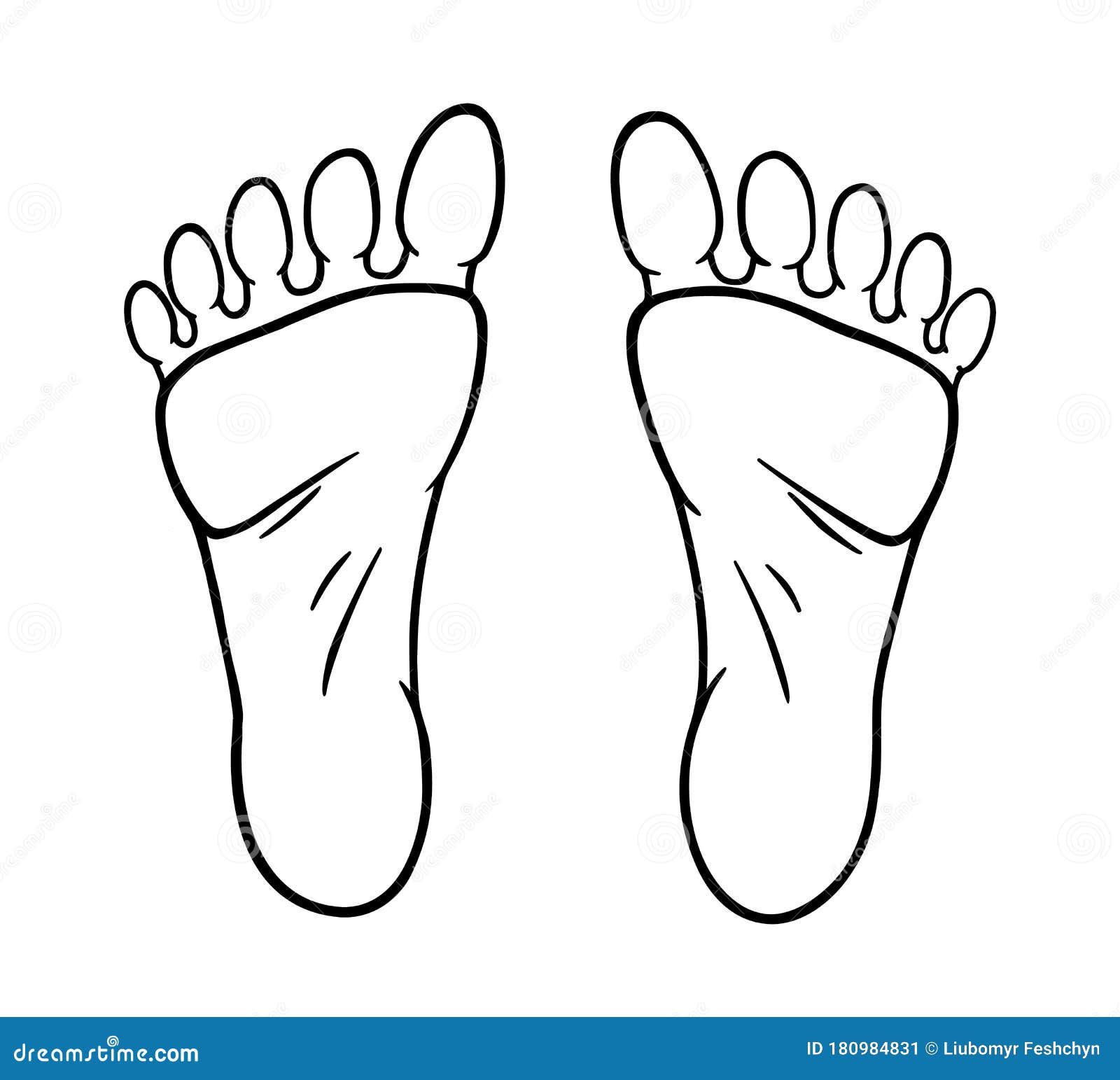 Human Feet Black Silhouette. Symbol Footprint with Toes. Foot Print ...