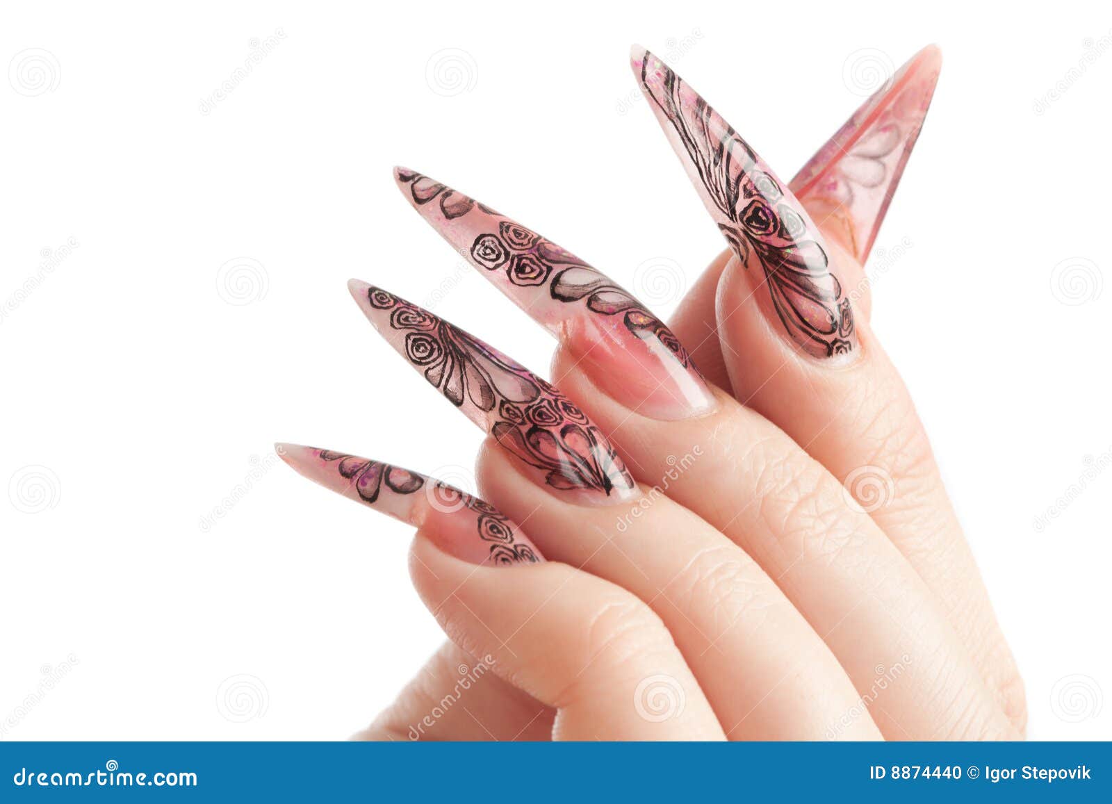 human fingers with long fingernail