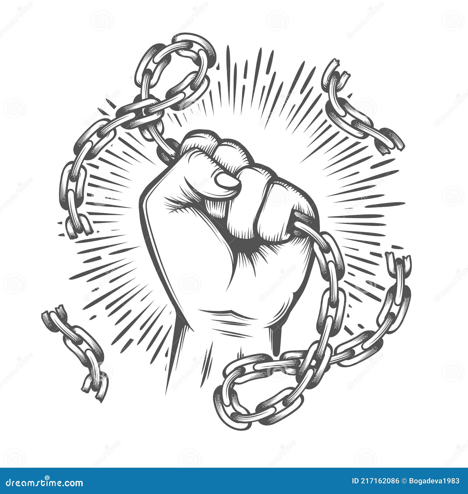 Human Fist with Broken Chain Tattoo Stock Vector - Illustration of human,  african: 217162086