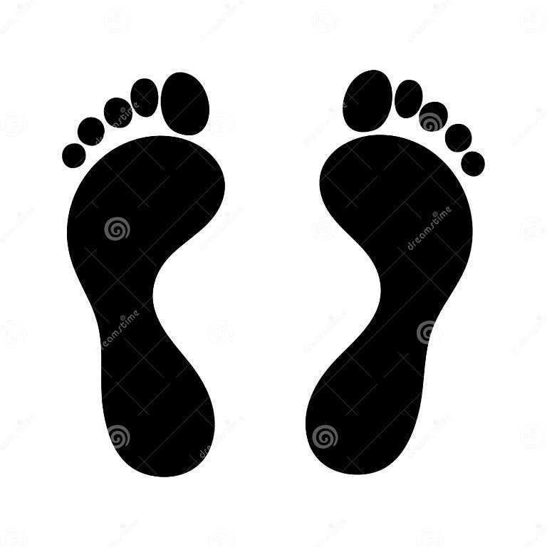 Human Footprint Black on White, Foot and Toes Finger Print, Trace ...